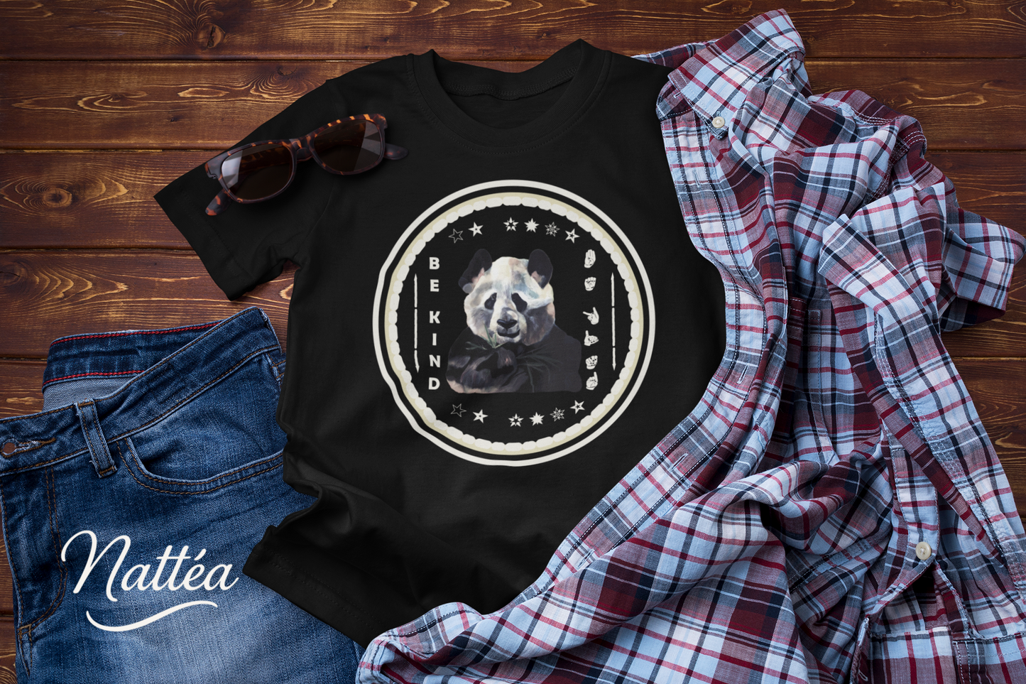Be Kind ASL T-Shirt – Cool Panda Design from Original Oil Painting