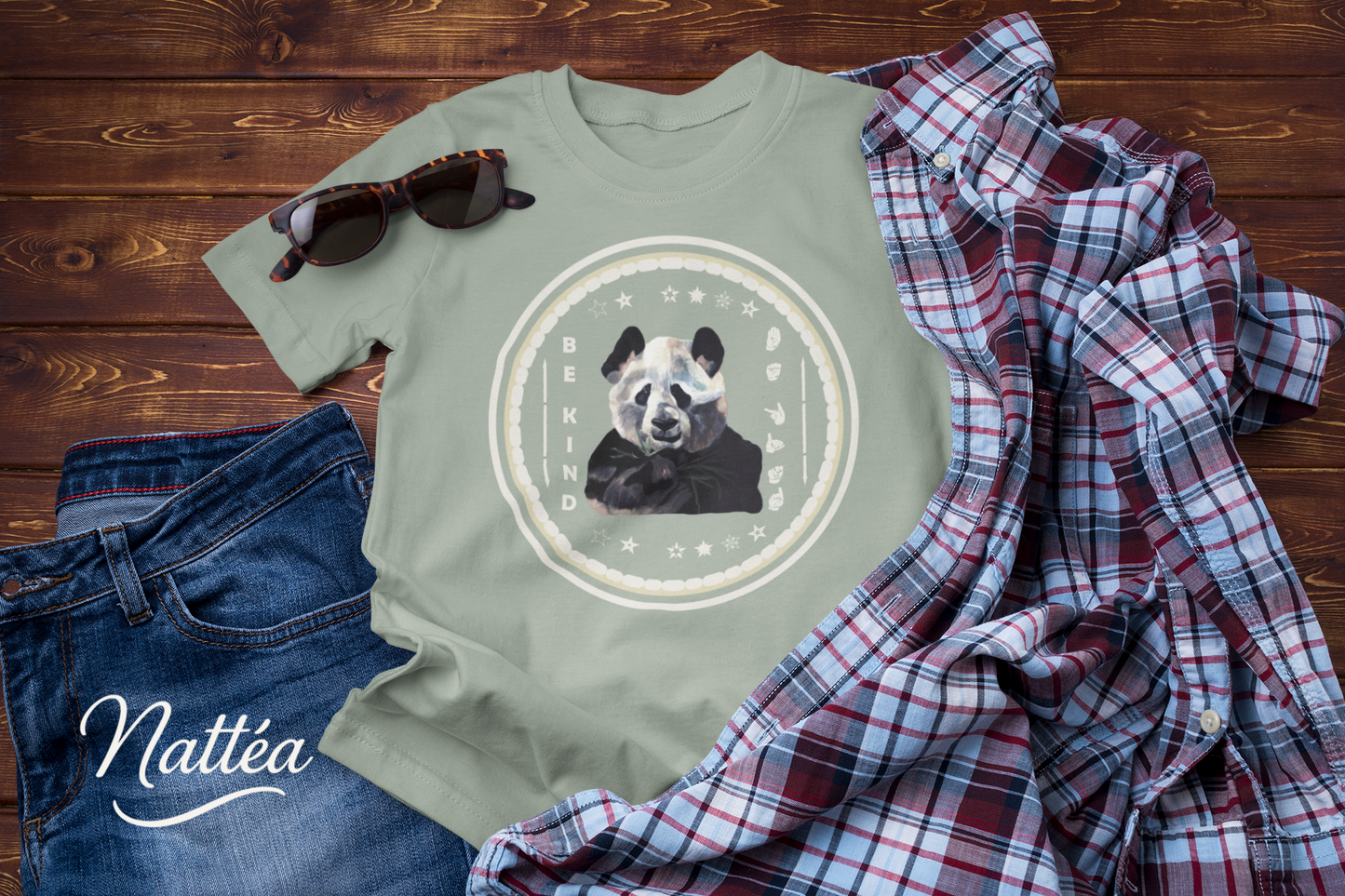 Be Kind ASL T-Shirt – Cool Panda Design from Original Oil Painting