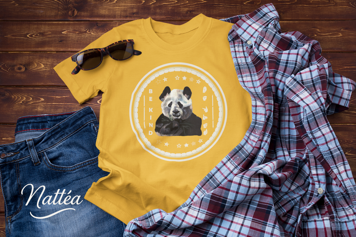 Be Kind ASL T-Shirt – Cool Panda Design from Original Oil Painting