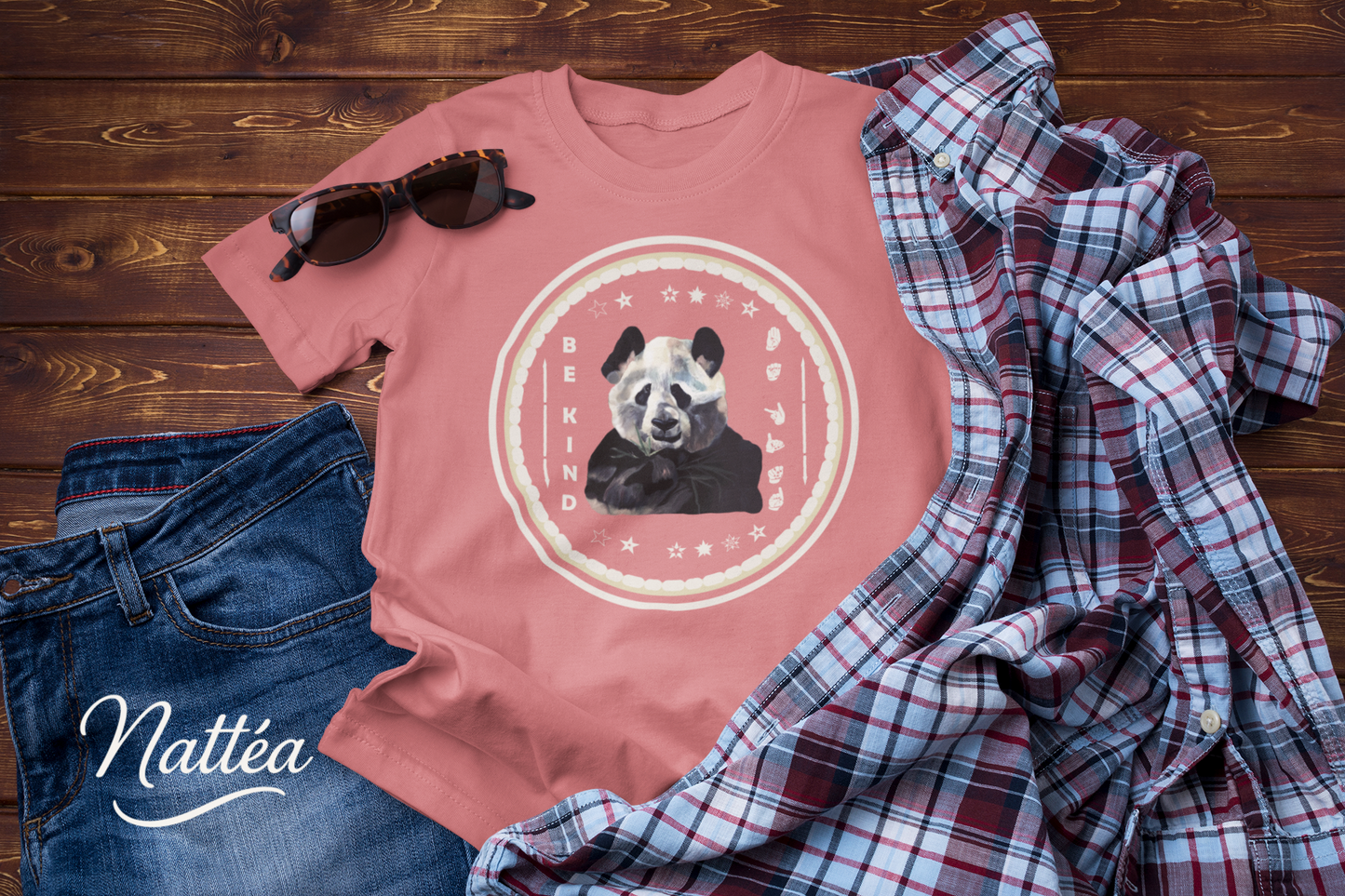 Be Kind ASL T-Shirt – Cool Panda Design from Original Oil Painting