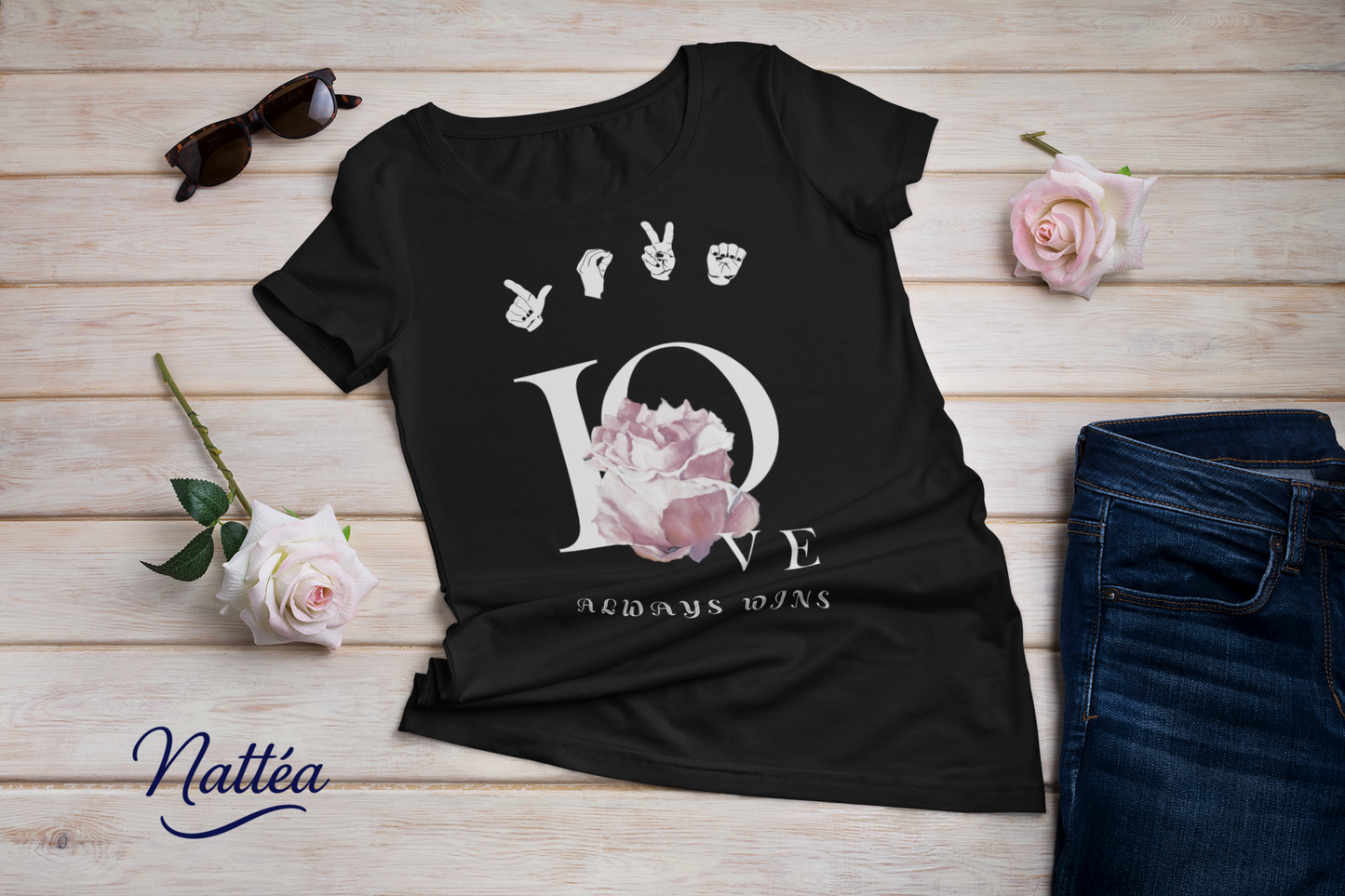 ASL Love always wins Rose Art Tee – Inspired by Original Oil Painting