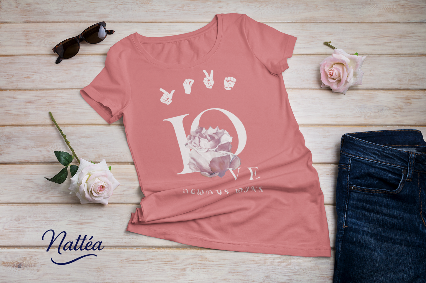 ASL Love always wins Rose Art Tee – Inspired by Original Oil Painting