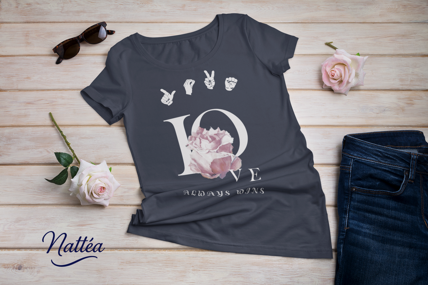ASL Love always wins Rose Art Tee – Inspired by Original Oil Painting