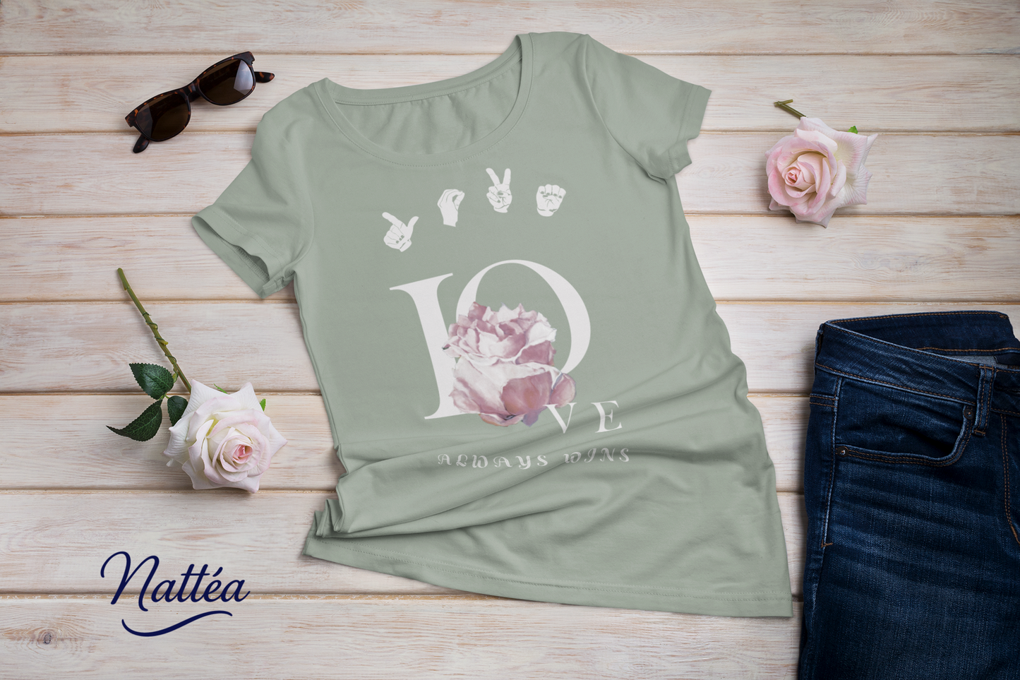 ASL Love always wins Rose Art Tee – Inspired by Original Oil Painting