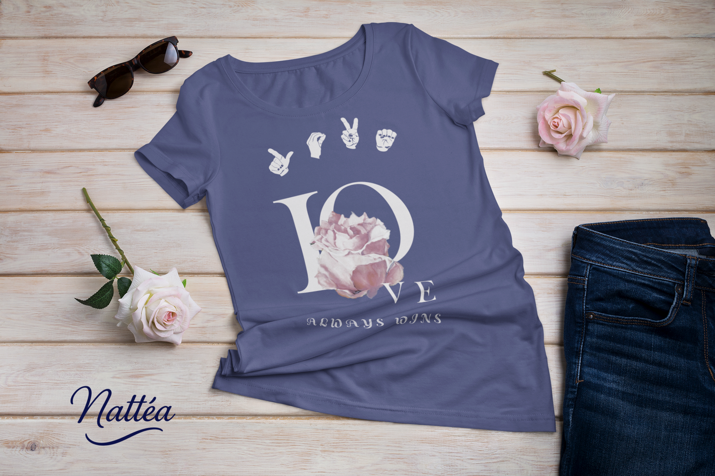 ASL Love always wins Rose Art Tee – Inspired by Original Oil Painting