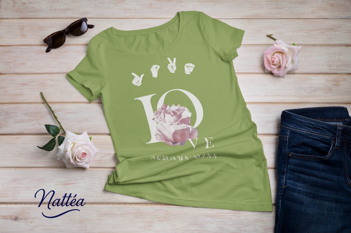 ASL Love always wins Rose Art Tee – Inspired by Original Oil Painting