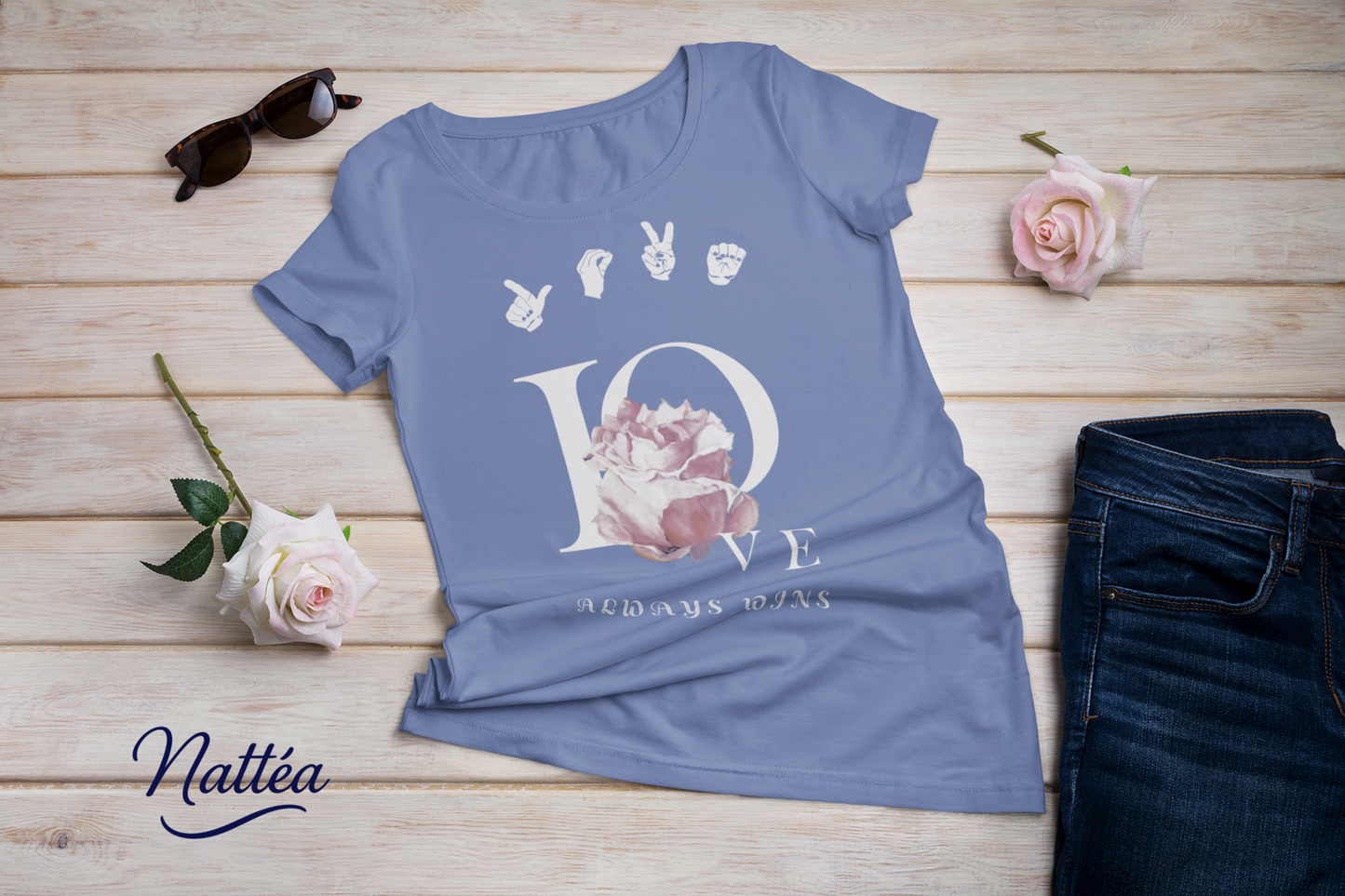 ASL Love always wins Rose Art Tee – Inspired by Original Oil Painting