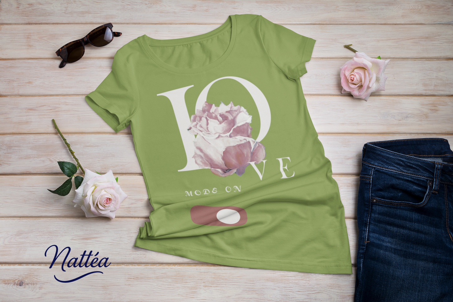 Love Mode On T-Shirt – Artistic Rose Design from Original Painting