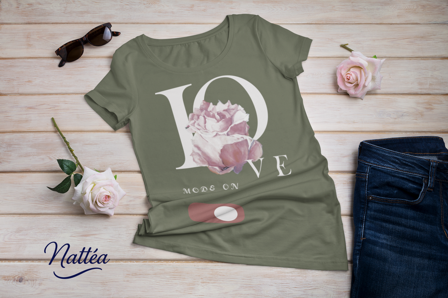 Love Mode On T-Shirt – Artistic Rose Design from Original Painting