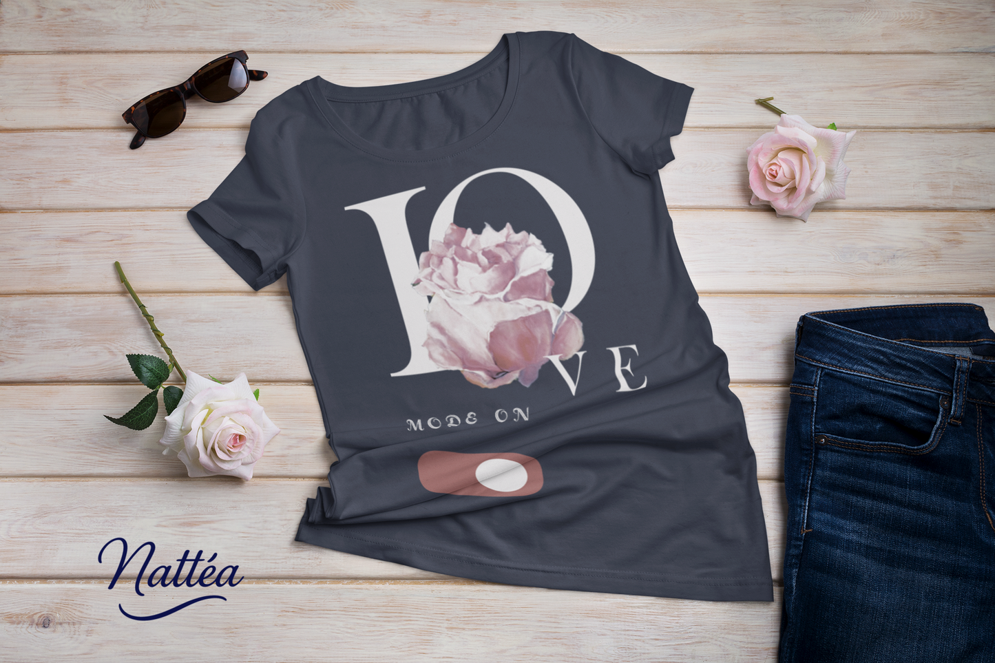 Love Mode On T-Shirt – Artistic Rose Design from Original Painting