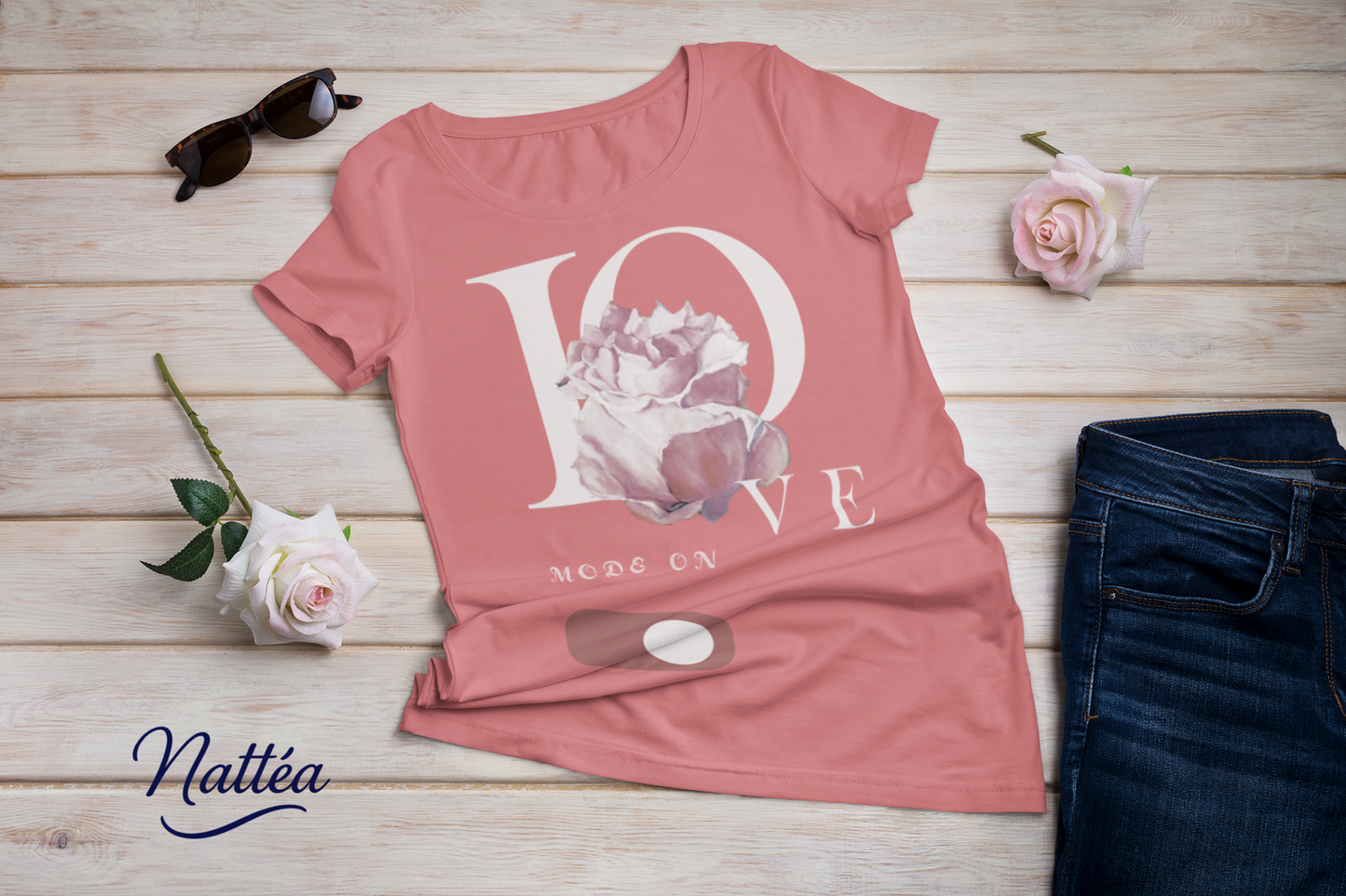 Love Mode On T-Shirt – Artistic Rose Design from Original Painting