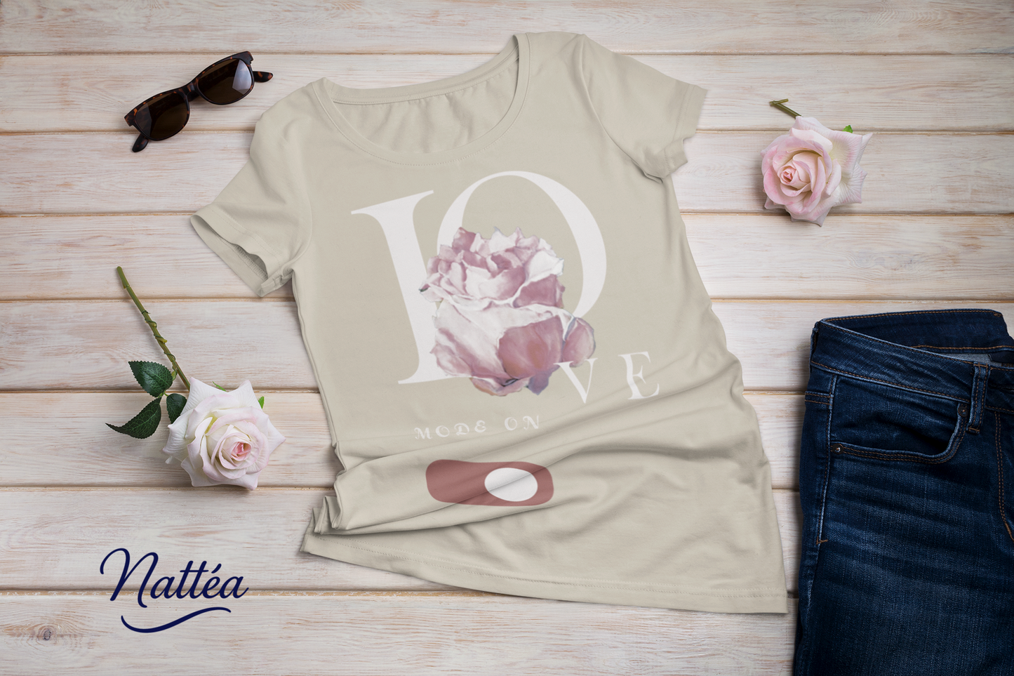 Love Mode On T-Shirt – Artistic Rose Design from Original Painting
