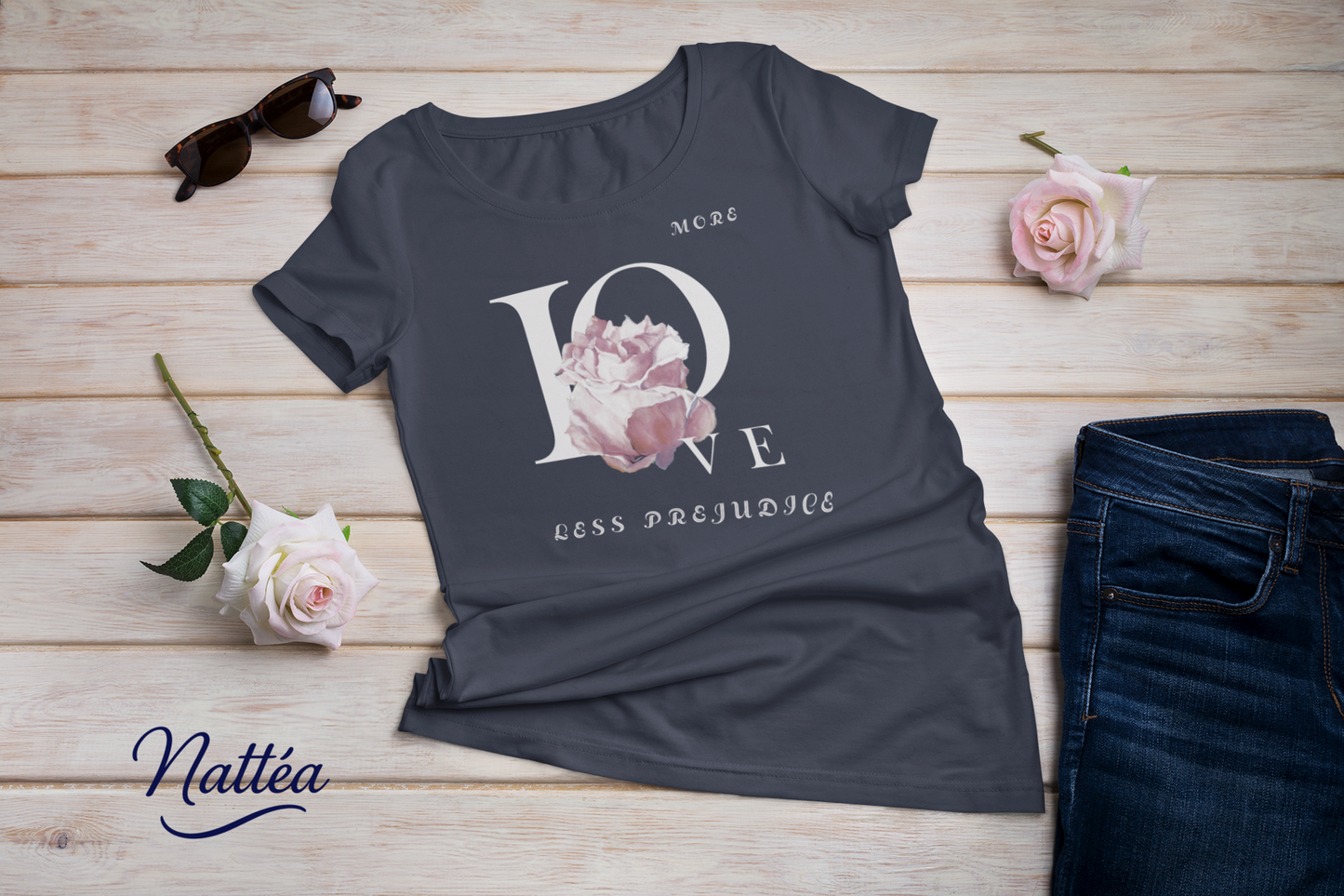 More Love less prejudice Rose Art T-Shirt – Inspired by Original Oil Painting