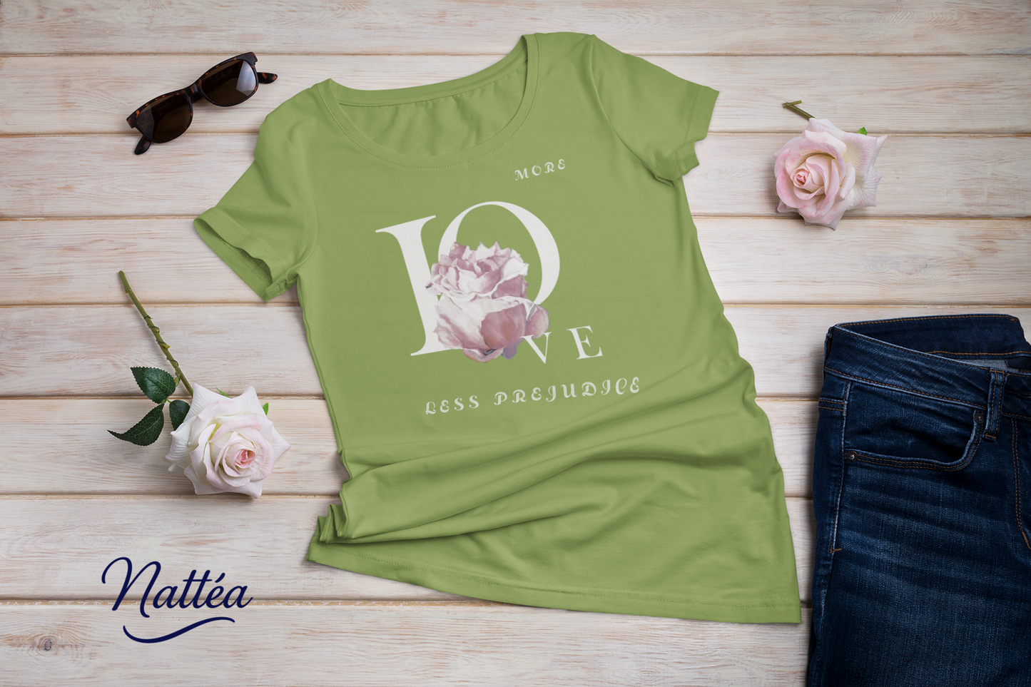 More Love less prejudice Rose Art T-Shirt – Inspired by Original Oil Painting