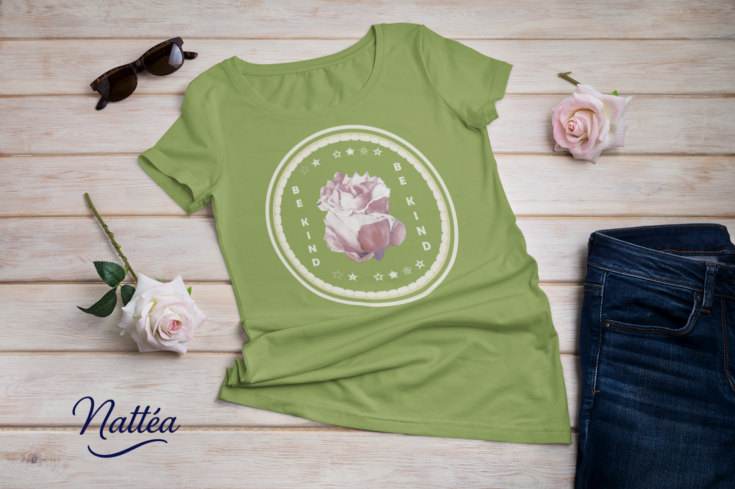 Be Kind T-Shirt – Tender Rose Design from Original Oil Painting