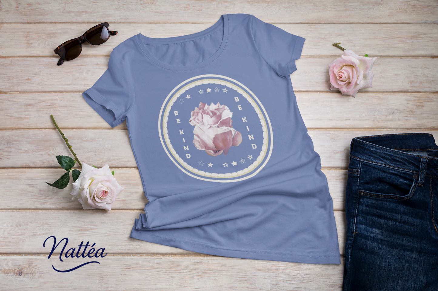 Be Kind T-Shirt – Tender Rose Design from Original Oil Painting