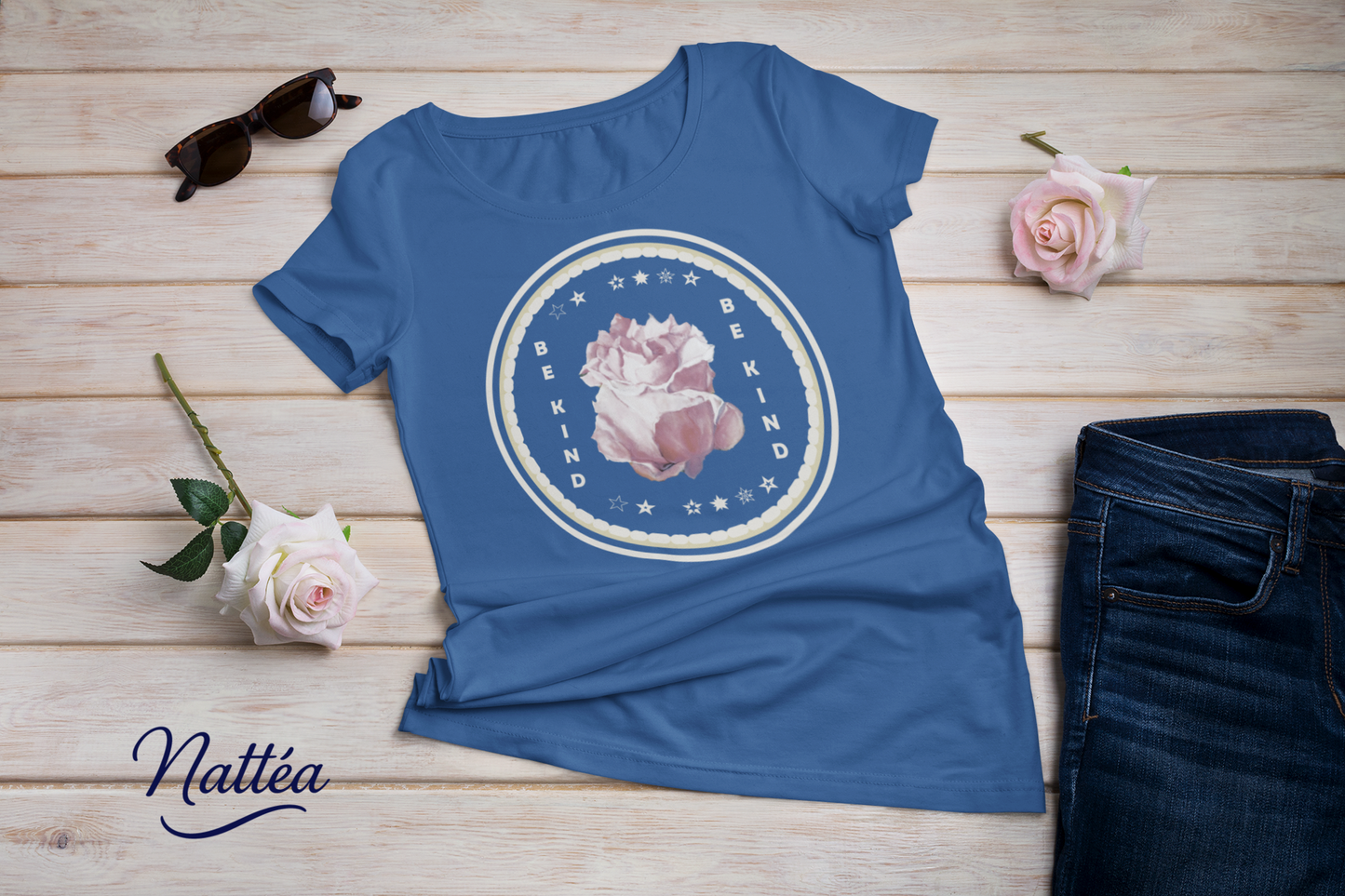 Be Kind T-Shirt – Tender Rose Design from Original Oil Painting