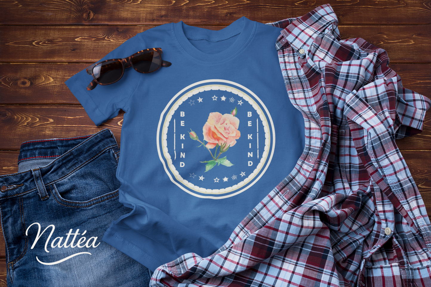 Be Kind T-Shirt – Pastel Rose Design from Original Watercolor Painting