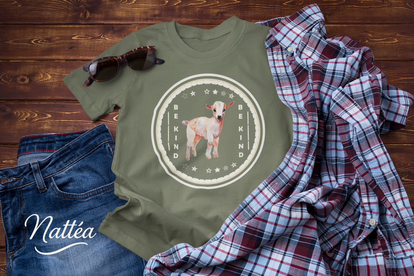Be Kind T-Shirt – Cute Lamb Design from Original Watercolor Painting