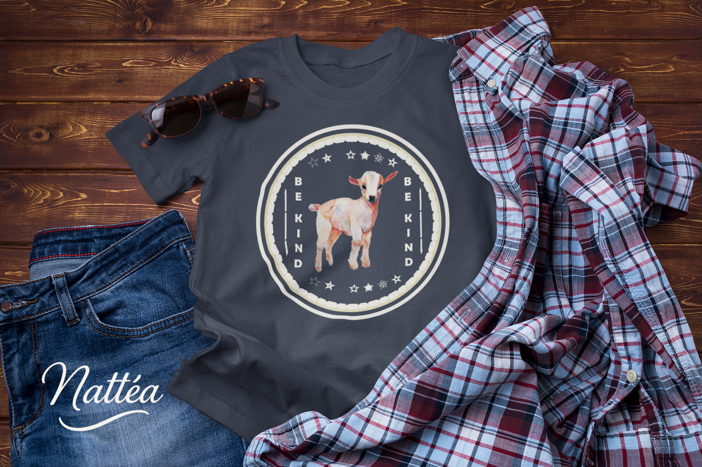 Be Kind T-Shirt – Cute Lamb Design from Original Watercolor Painting