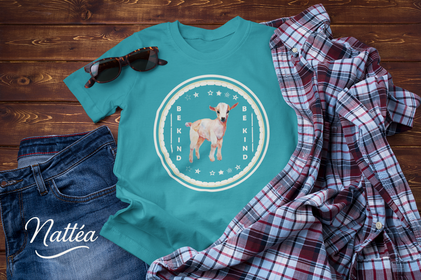 Be Kind T-Shirt – Cute Lamb Design from Original Watercolor Painting