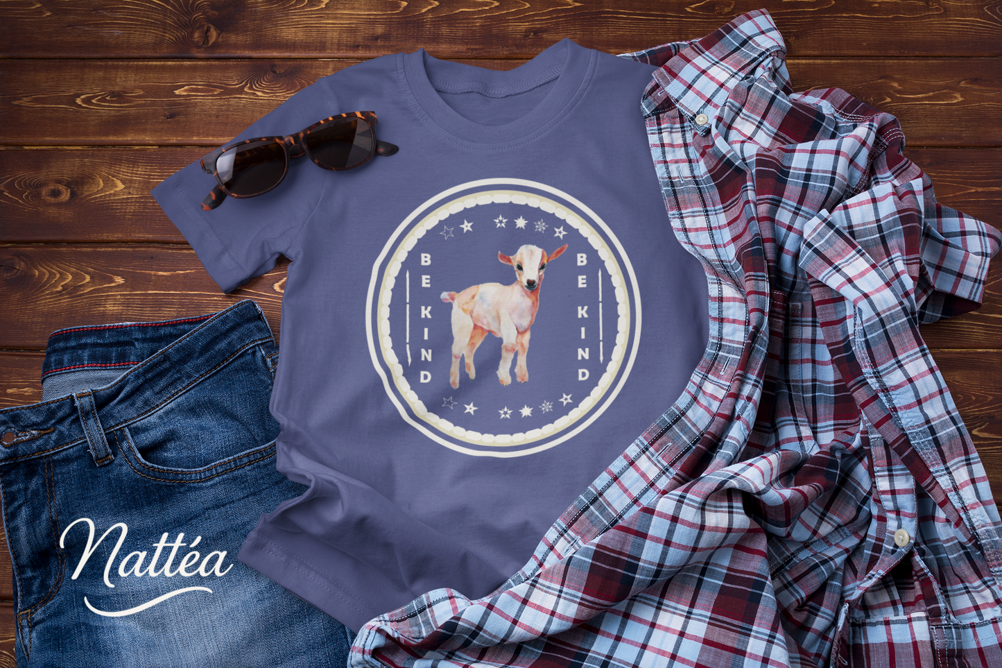 Be Kind T-Shirt – Cute Lamb Design from Original Watercolor Painting