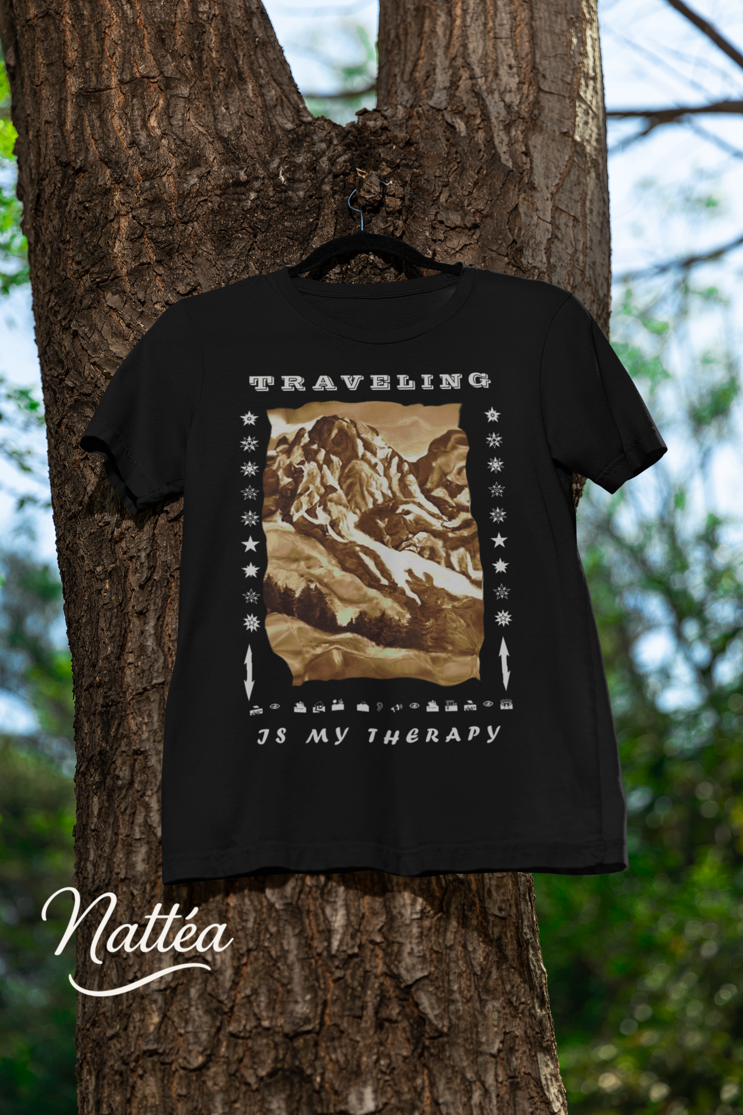 Traveling is my Therapy T-Shirt – Nature Lover’s Tee Inspired by Original Landscape Art Vintage Style