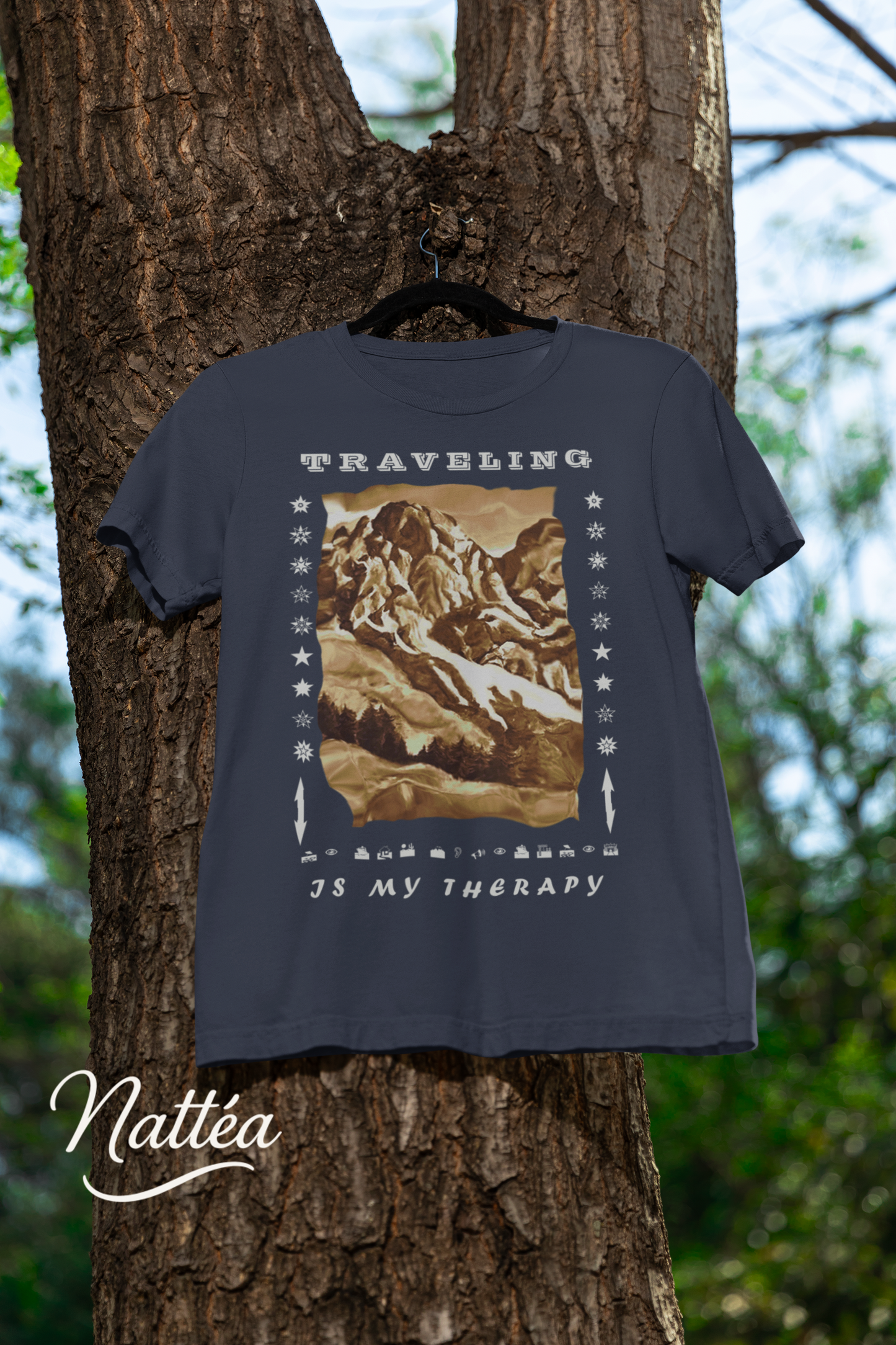 Traveling is my Therapy T-Shirt – Nature Lover’s Tee Inspired by Original Landscape Art Vintage Style