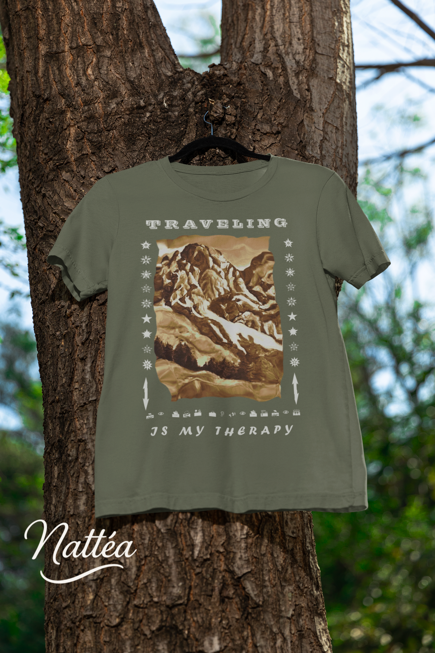 Traveling is my Therapy T-Shirt – Nature Lover’s Tee Inspired by Original Landscape Art Vintage Style