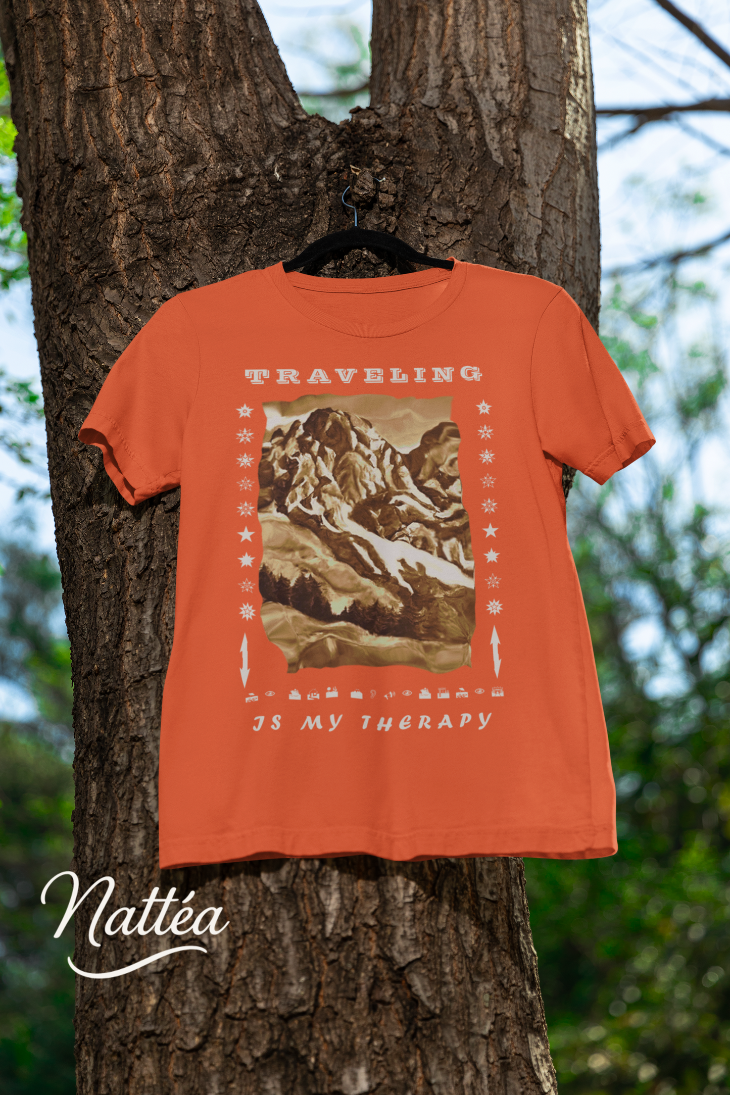 Traveling is my Therapy T-Shirt – Nature Lover’s Tee Inspired by Original Landscape Art Vintage Style