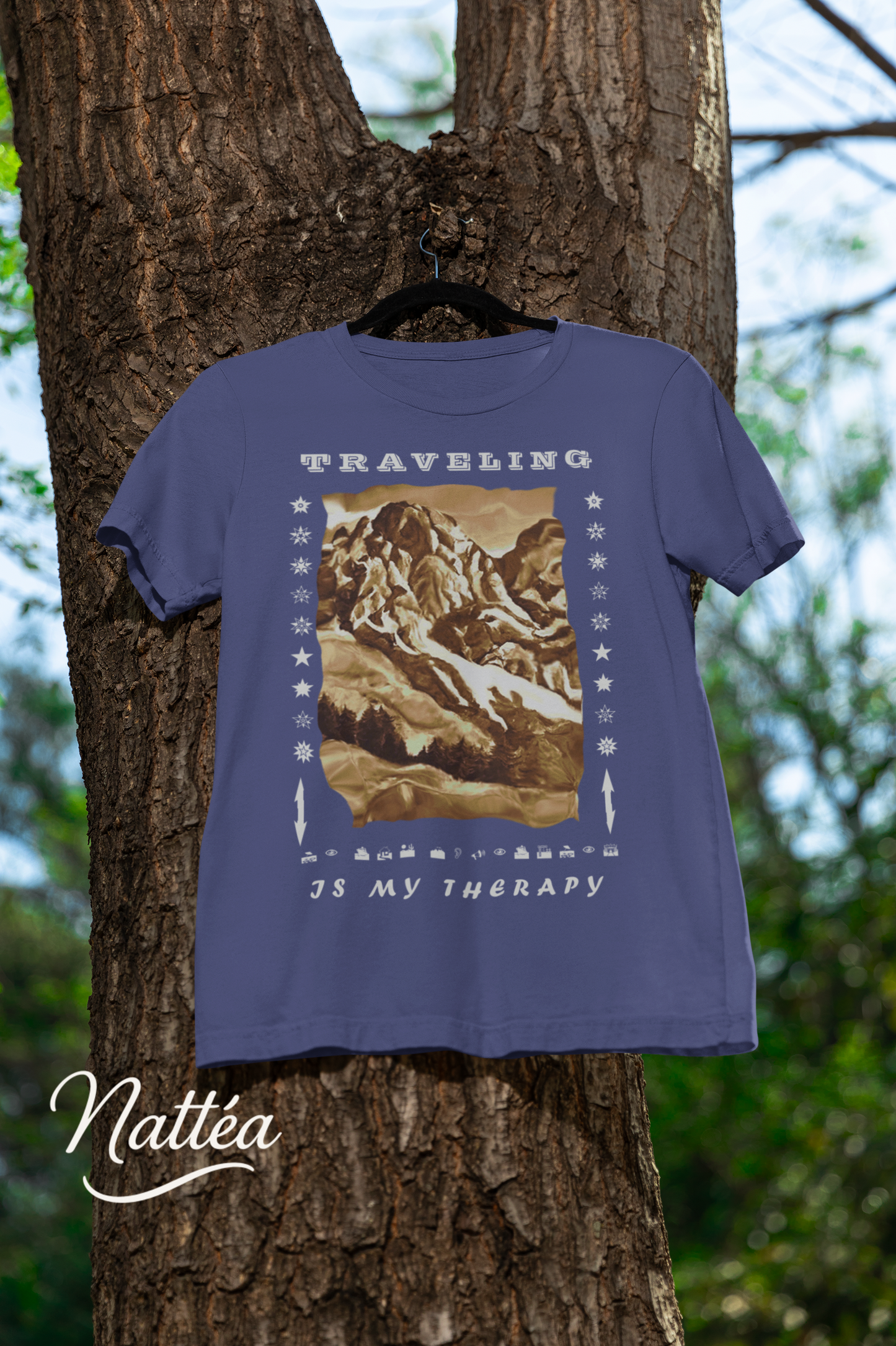 Traveling is my Therapy T-Shirt – Nature Lover’s Tee Inspired by Original Landscape Art Vintage Style