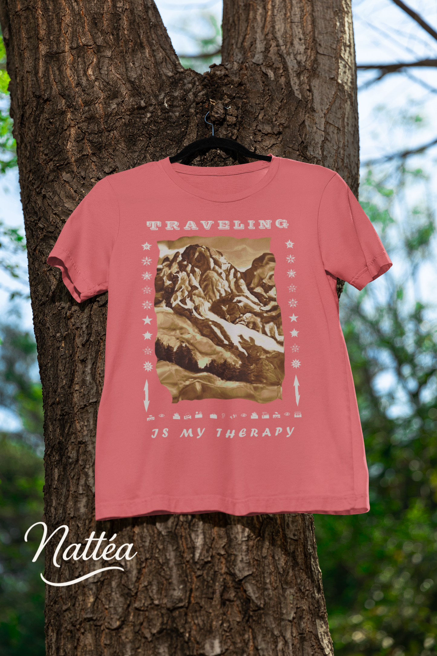 Traveling is my Therapy T-Shirt – Nature Lover’s Tee Inspired by Original Landscape Art Vintage Style