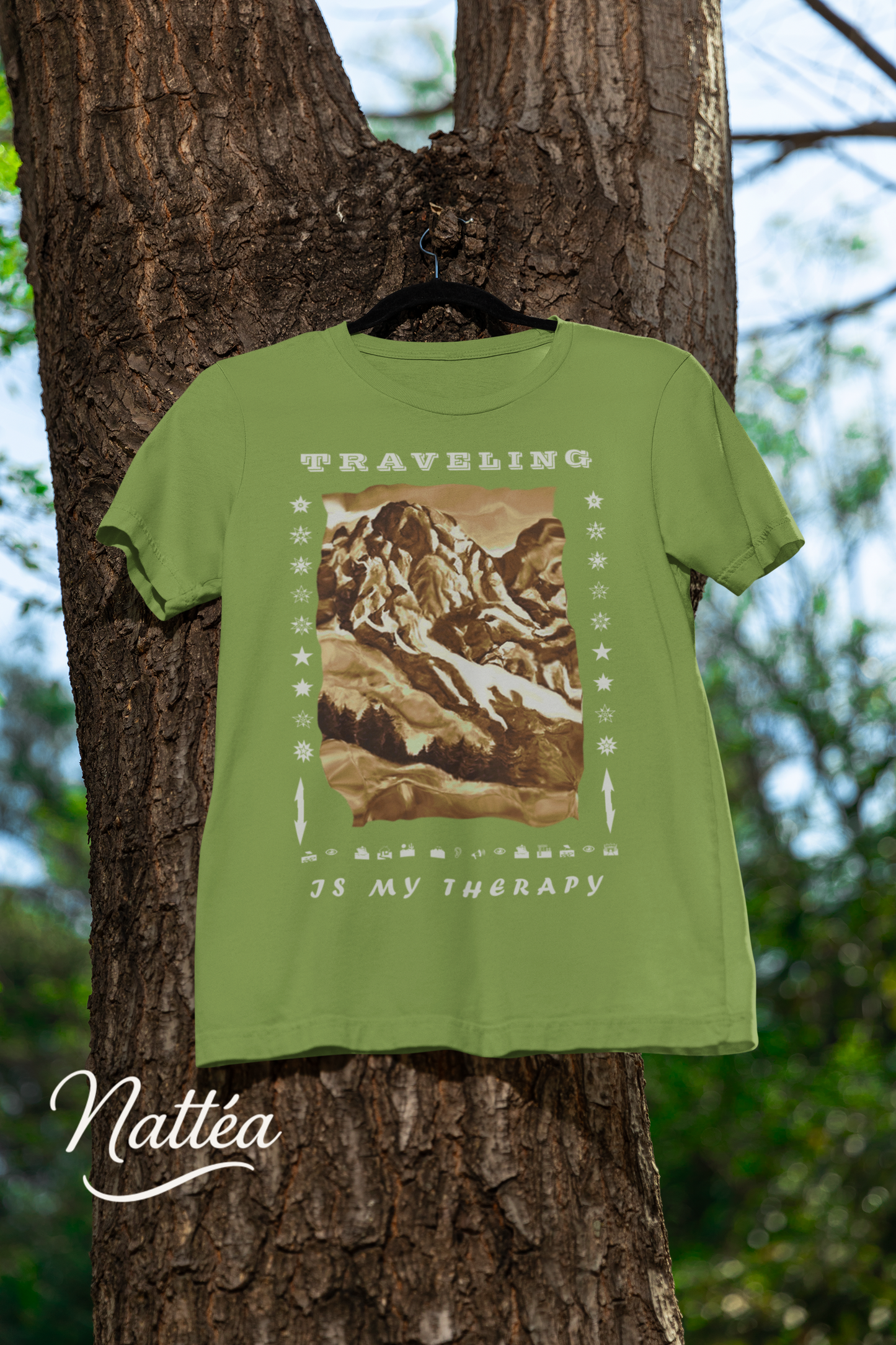 Traveling is my Therapy T-Shirt – Nature Lover’s Tee Inspired by Original Landscape Art Vintage Style