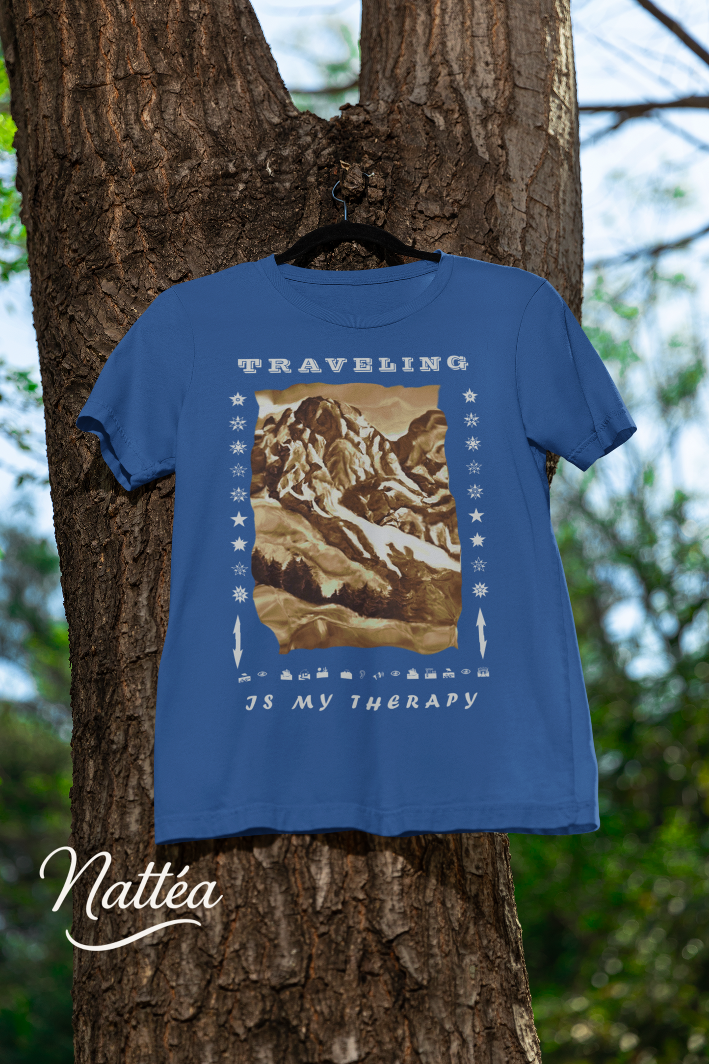 Traveling is my Therapy T-Shirt – Nature Lover’s Tee Inspired by Original Landscape Art Vintage Style