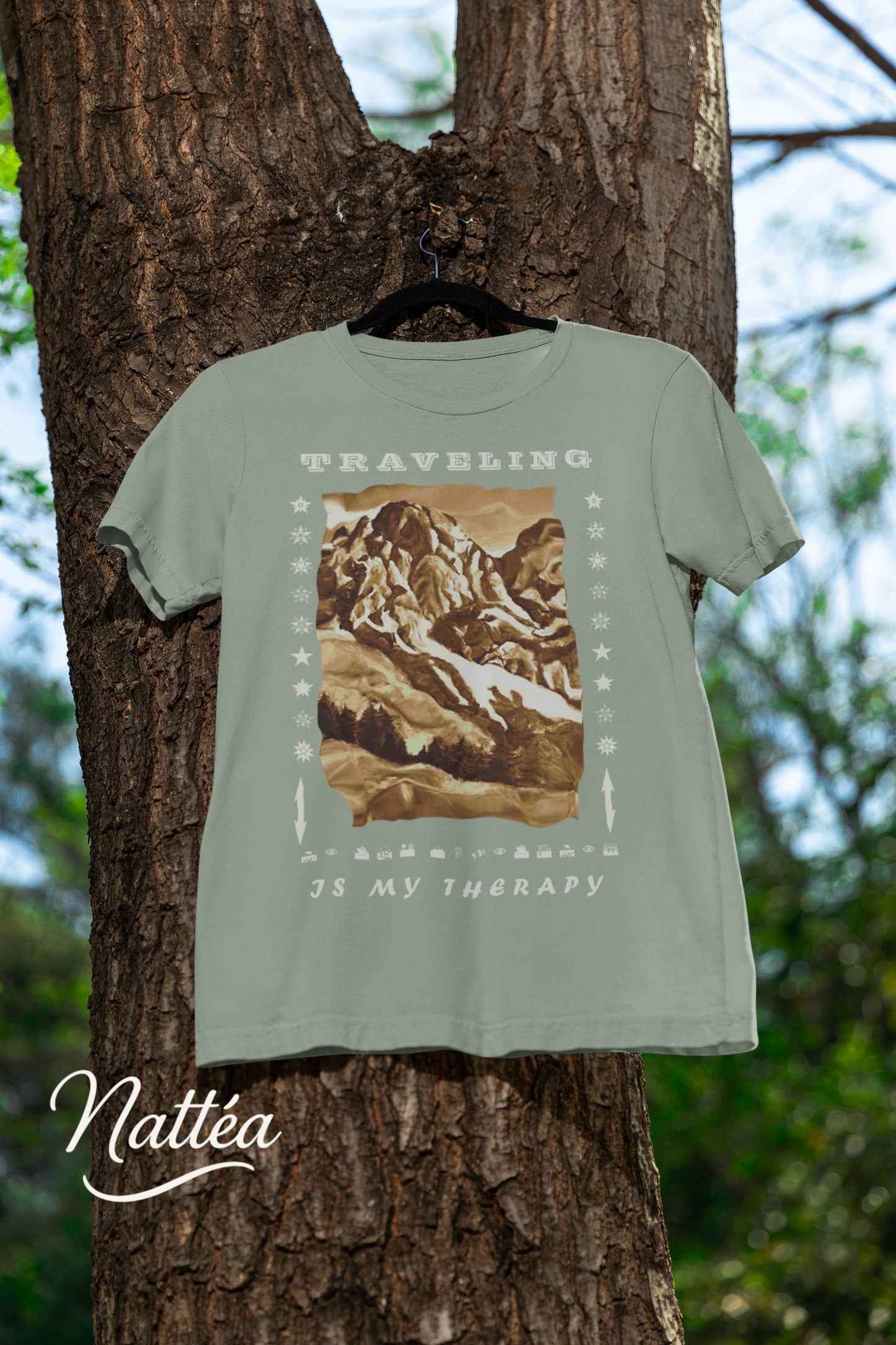 Traveling is my Therapy T-Shirt – Nature Lover’s Tee Inspired by Original Landscape Art Vintage Style