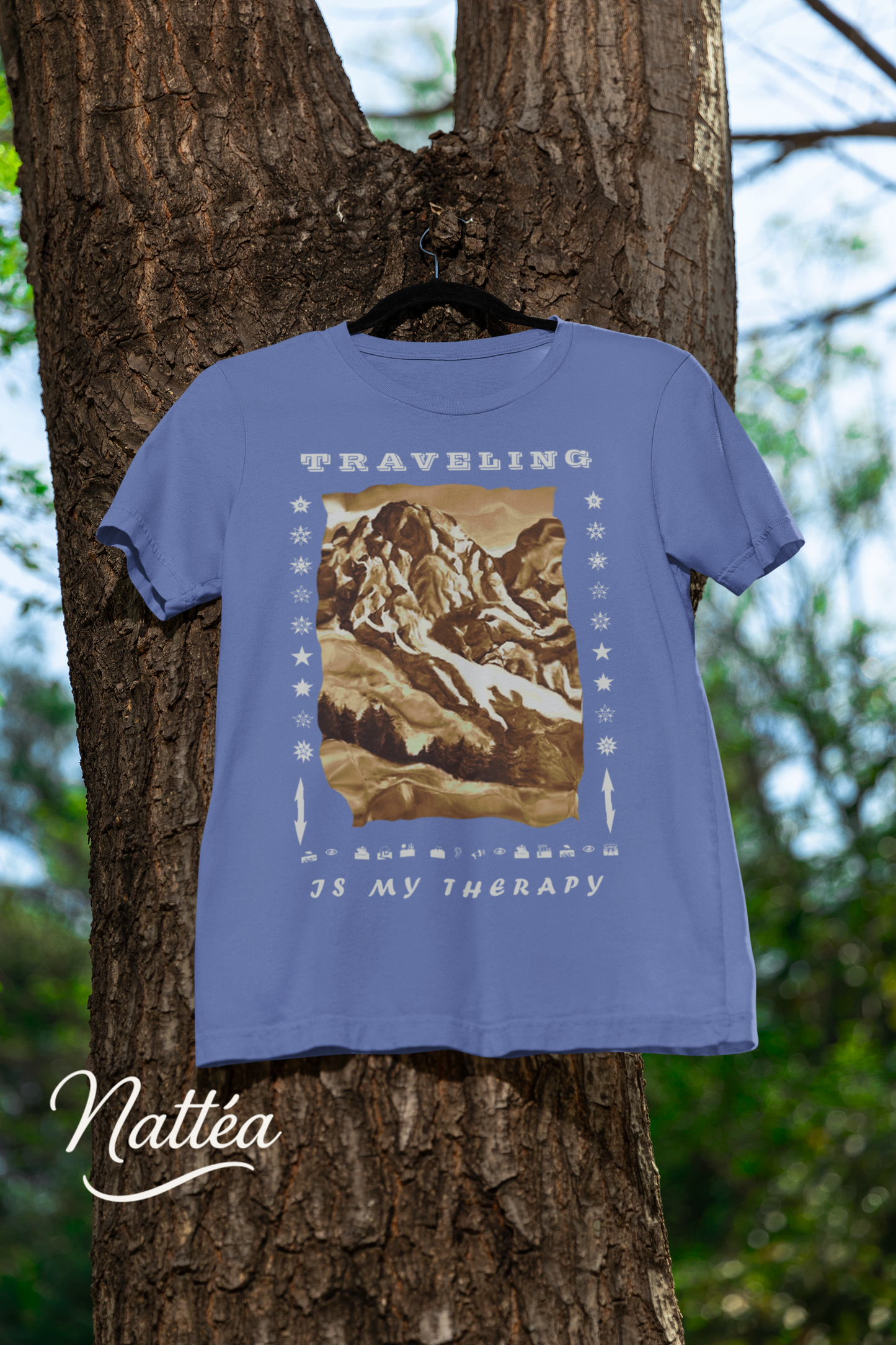 Traveling is my Therapy T-Shirt – Nature Lover’s Tee Inspired by Original Landscape Art Vintage Style
