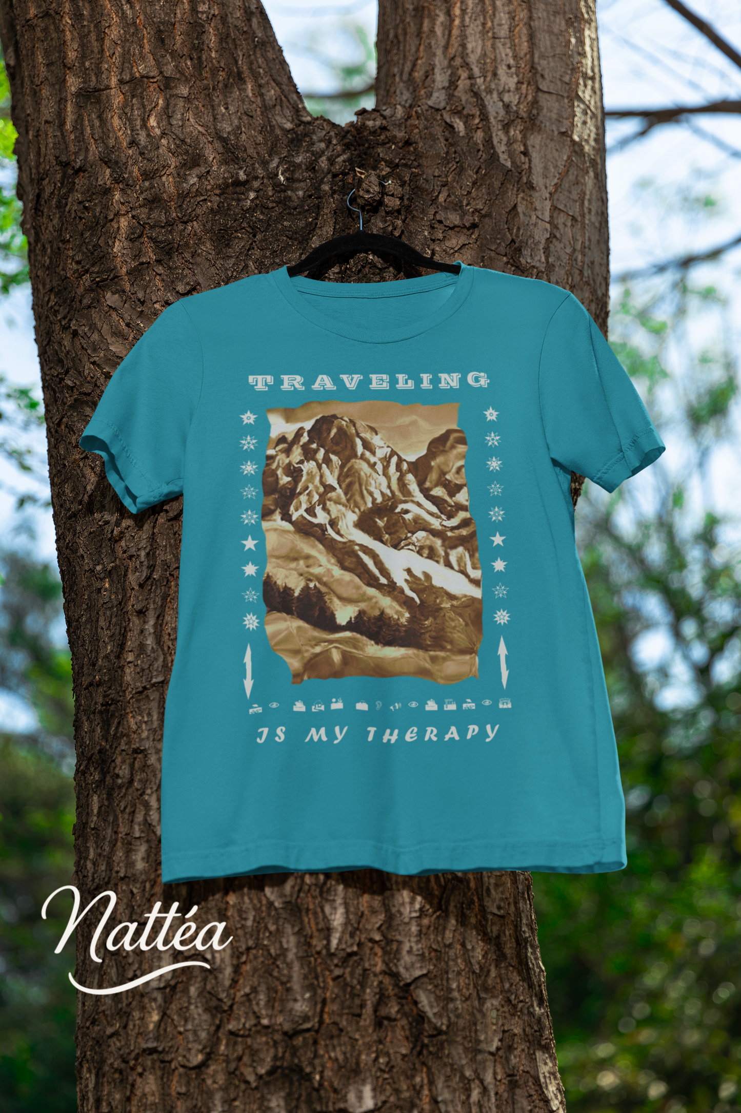 Traveling is my Therapy T-Shirt – Nature Lover’s Tee Inspired by Original Landscape Art Vintage Style