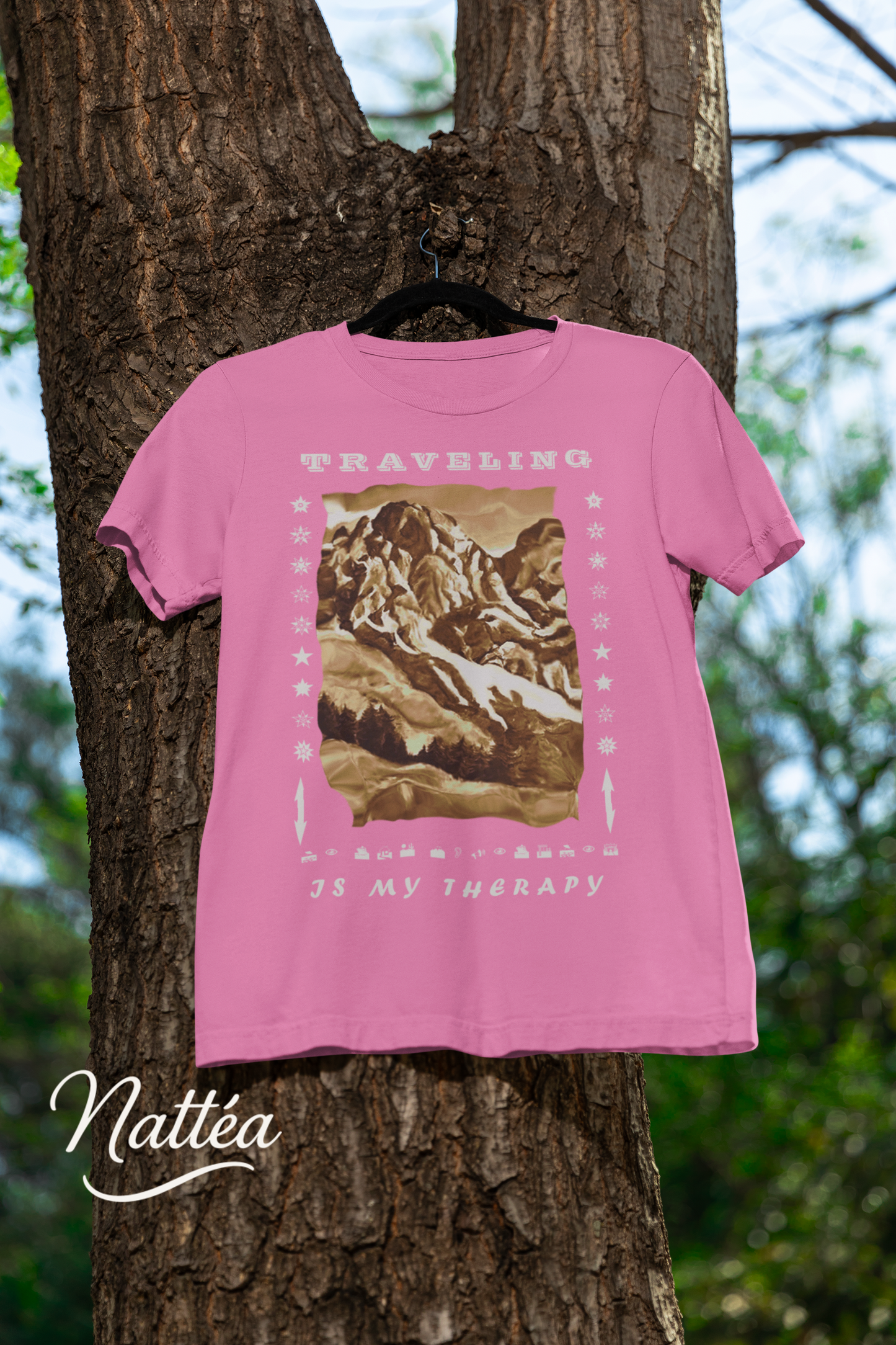 Traveling is my Therapy T-Shirt – Nature Lover’s Tee Inspired by Original Landscape Art Vintage Style