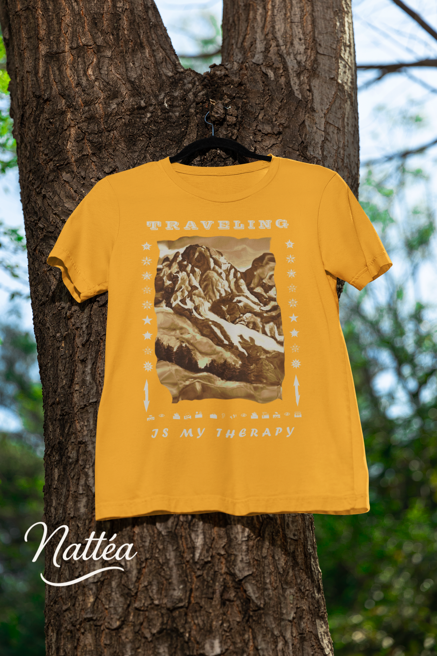 Traveling is my Therapy T-Shirt – Nature Lover’s Tee Inspired by Original Landscape Art Vintage Style
