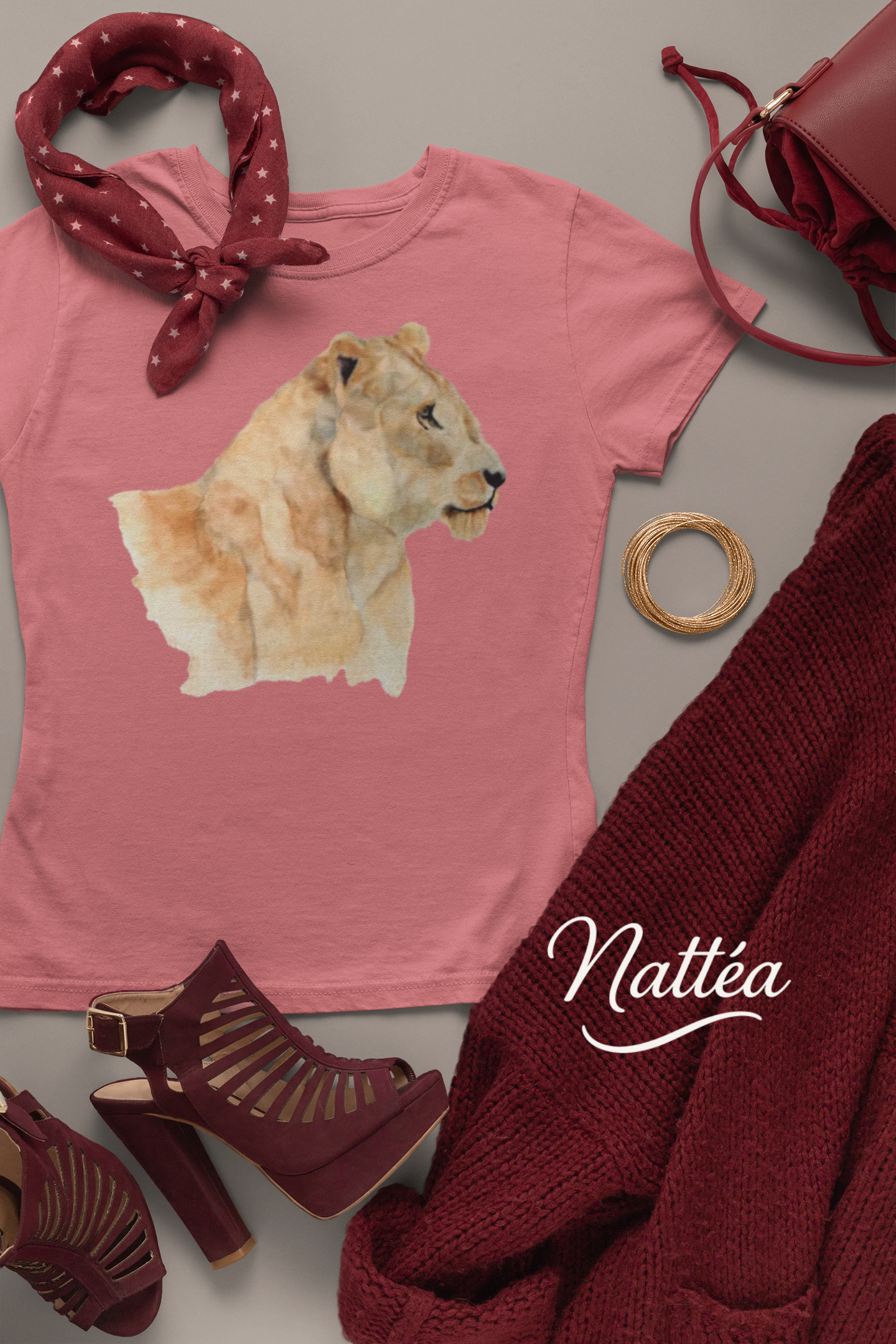 Safari Lioness Art T-Shirt – Nature-Inspired Watercolor Wildlife Design