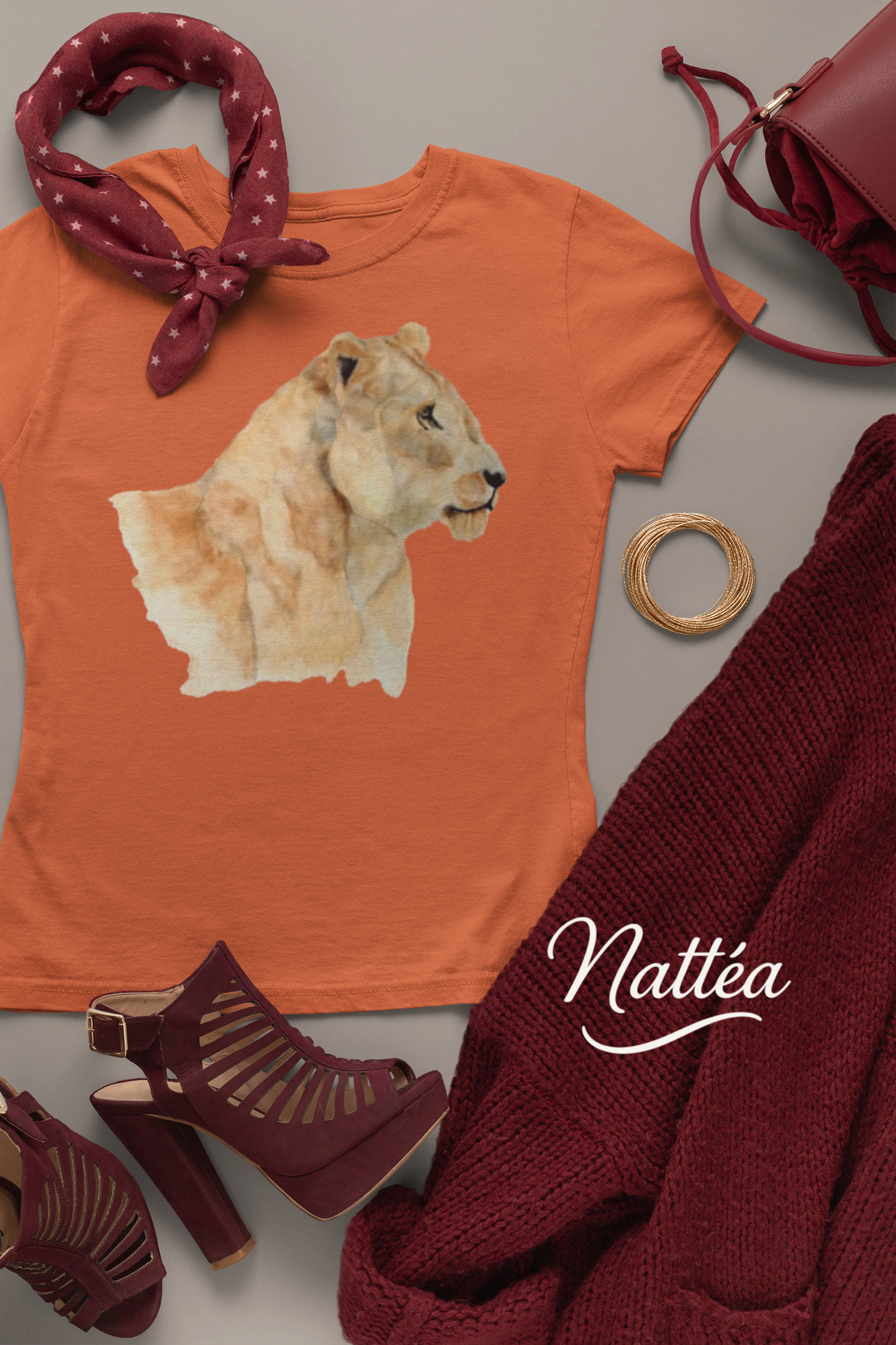 Safari Lioness Art T-Shirt – Nature-Inspired Watercolor Wildlife Design