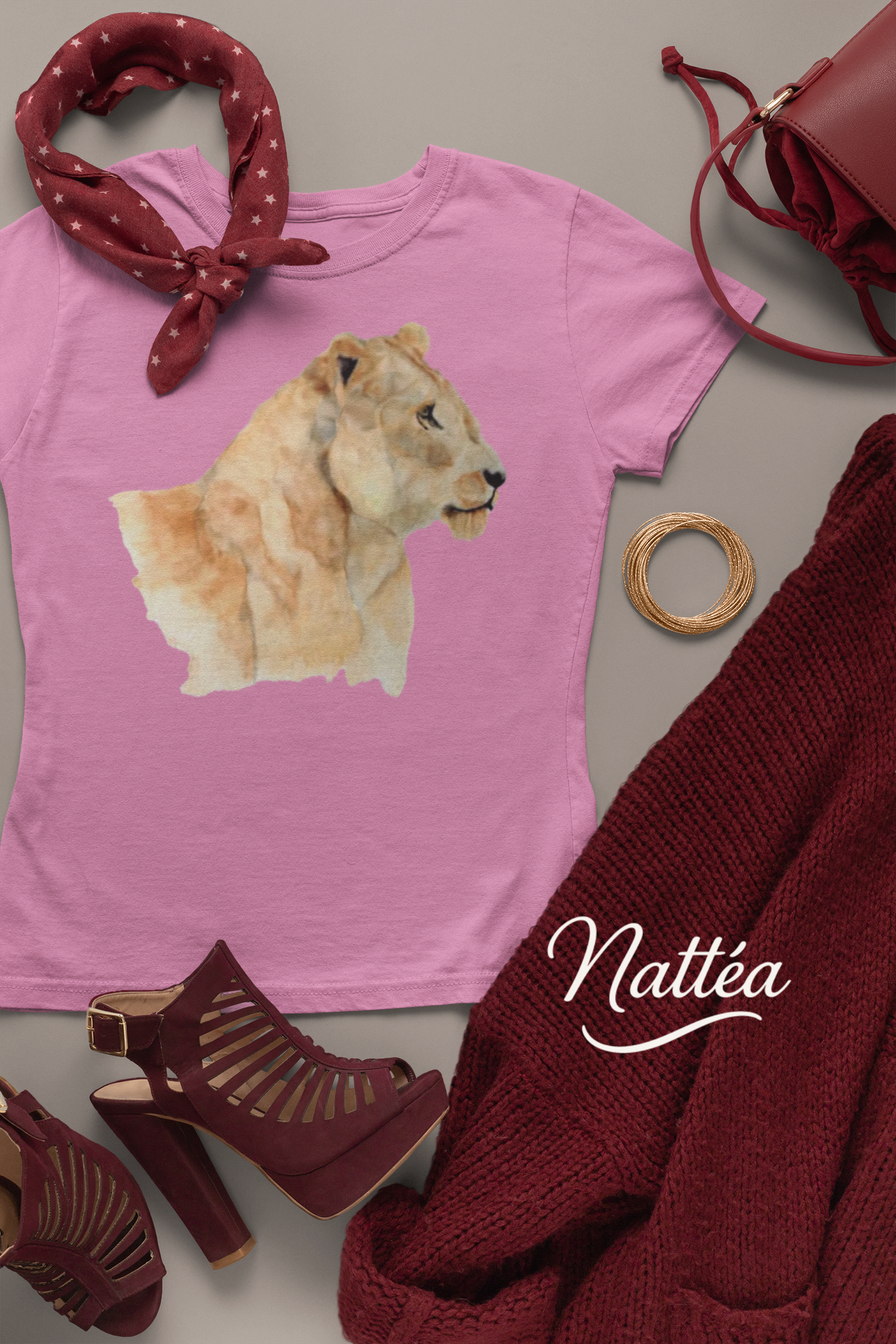Safari Lioness Art T-Shirt – Nature-Inspired Watercolor Wildlife Design