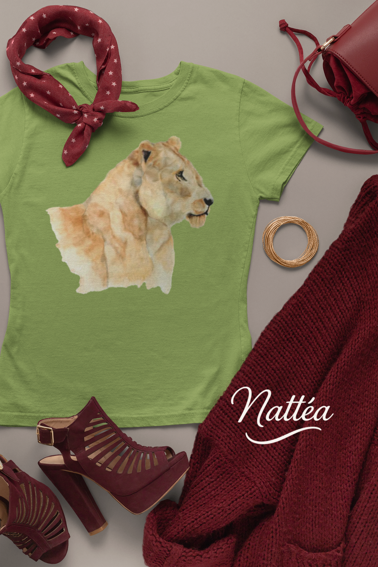 Safari Lioness Art T-Shirt – Nature-Inspired Watercolor Wildlife Design