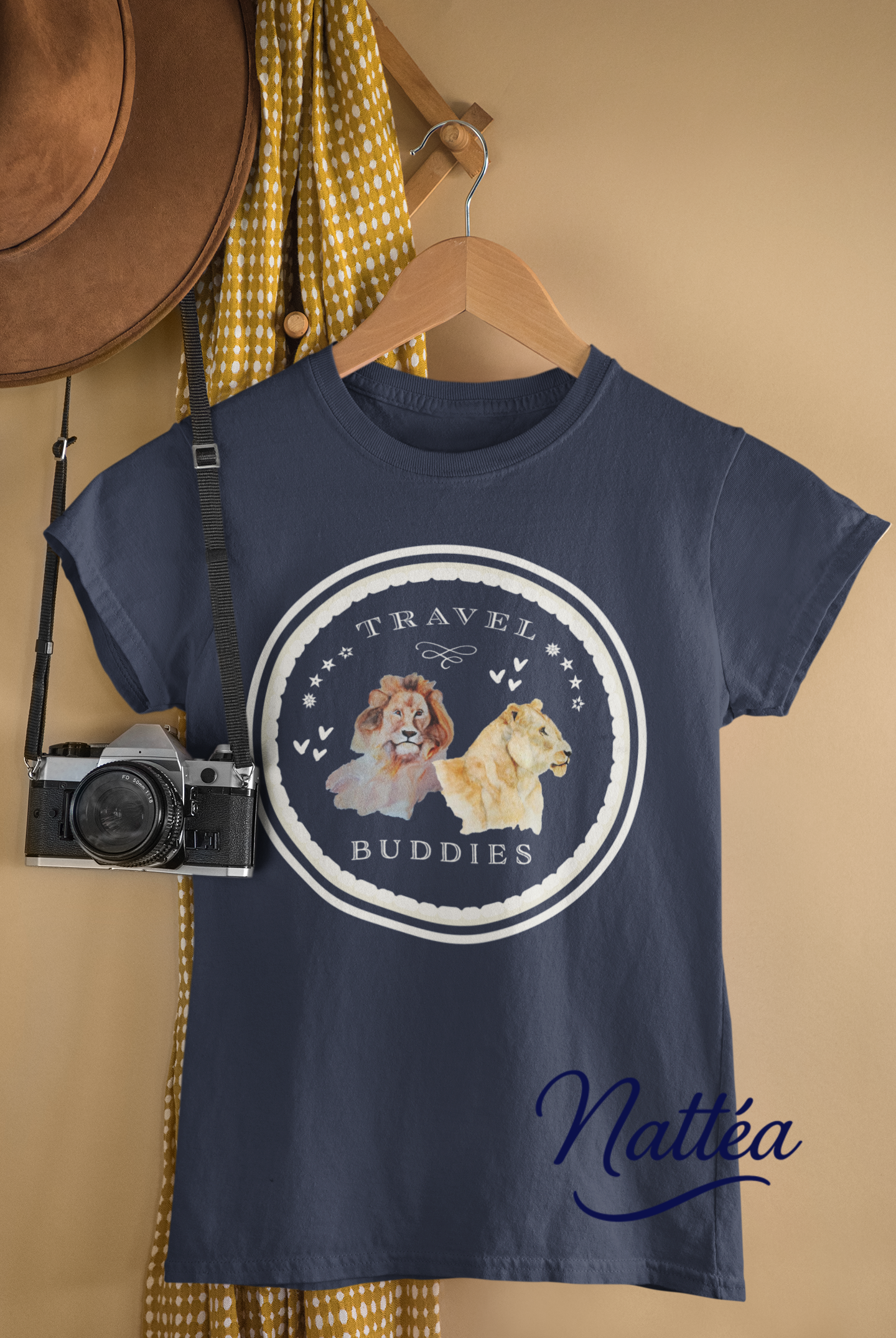 Lion & Lioness Travel Buddies T-Shirt – Wildlife Adventure Print from Original Art