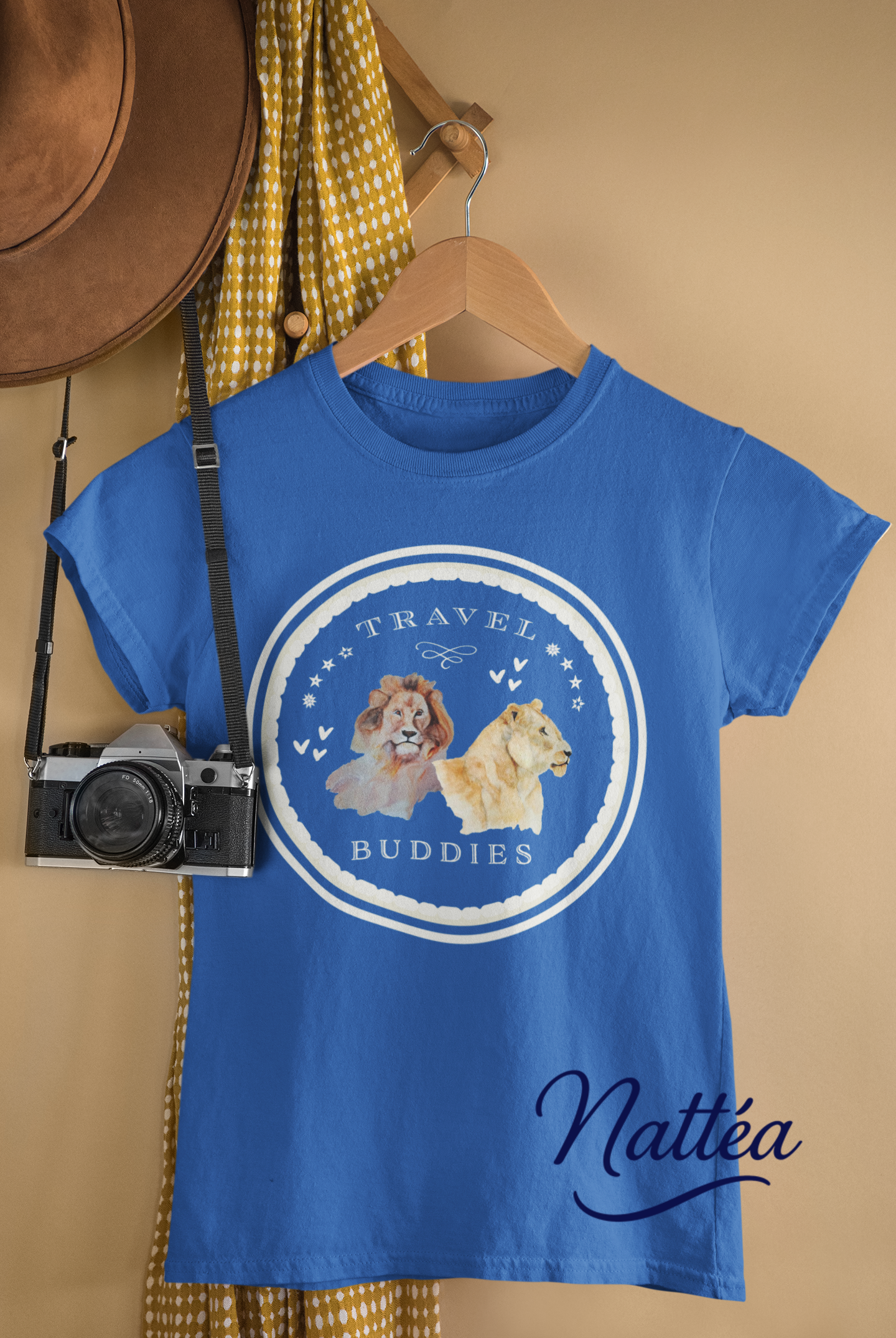 Lion & Lioness Travel Buddies T-Shirt – Wildlife Adventure Print from Original Art