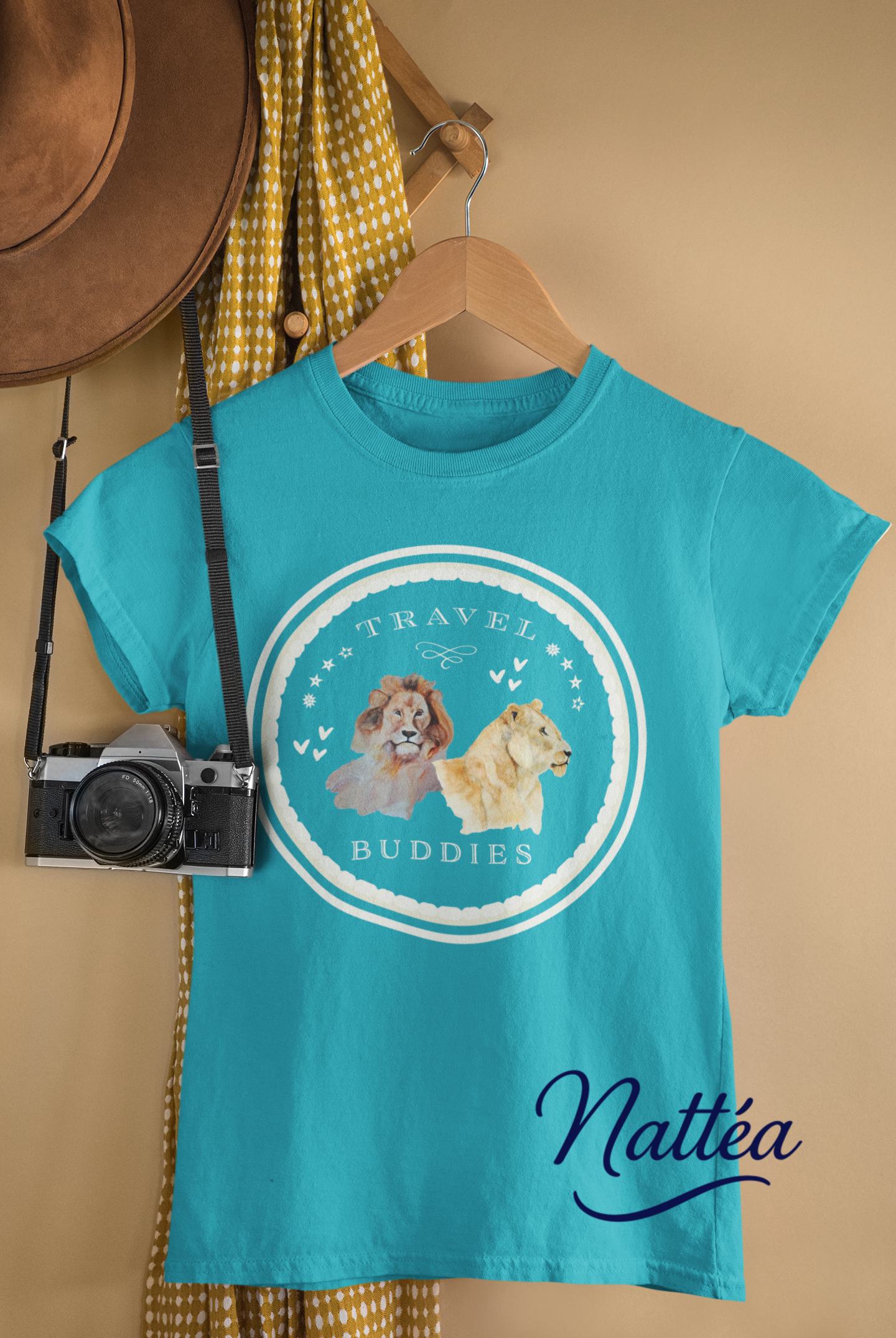 Lion & Lioness Travel Buddies T-Shirt – Wildlife Adventure Print from Original Art
