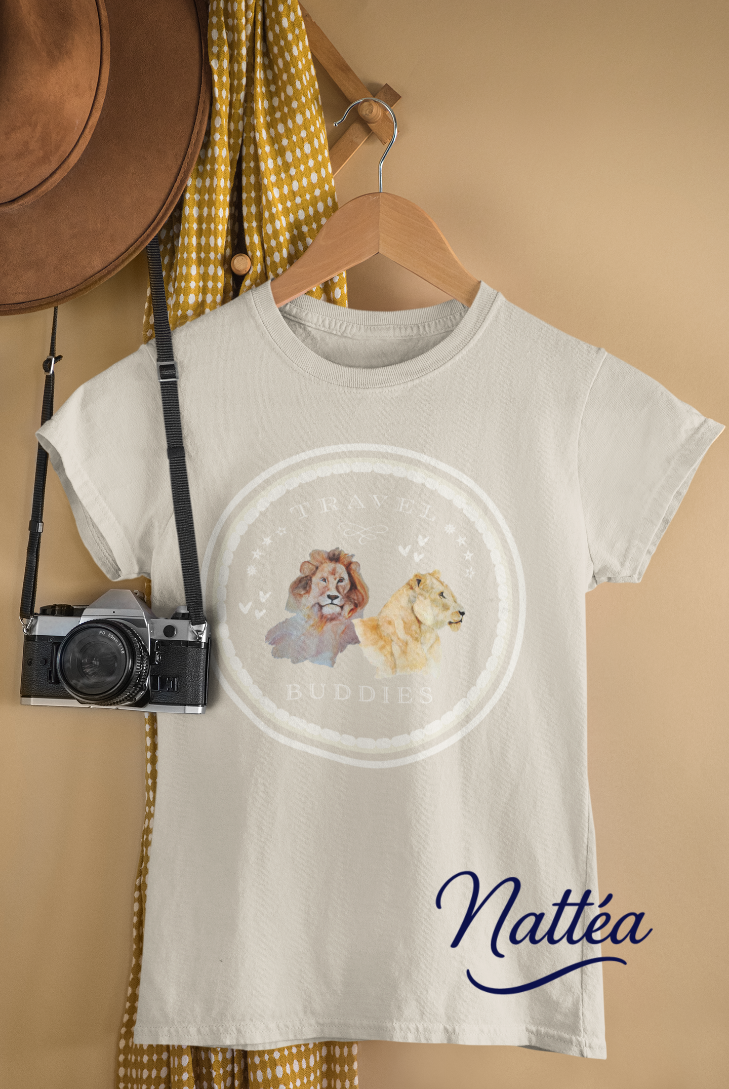 Lion & Lioness Travel Buddies T-Shirt – Wildlife Adventure Print from Original Art