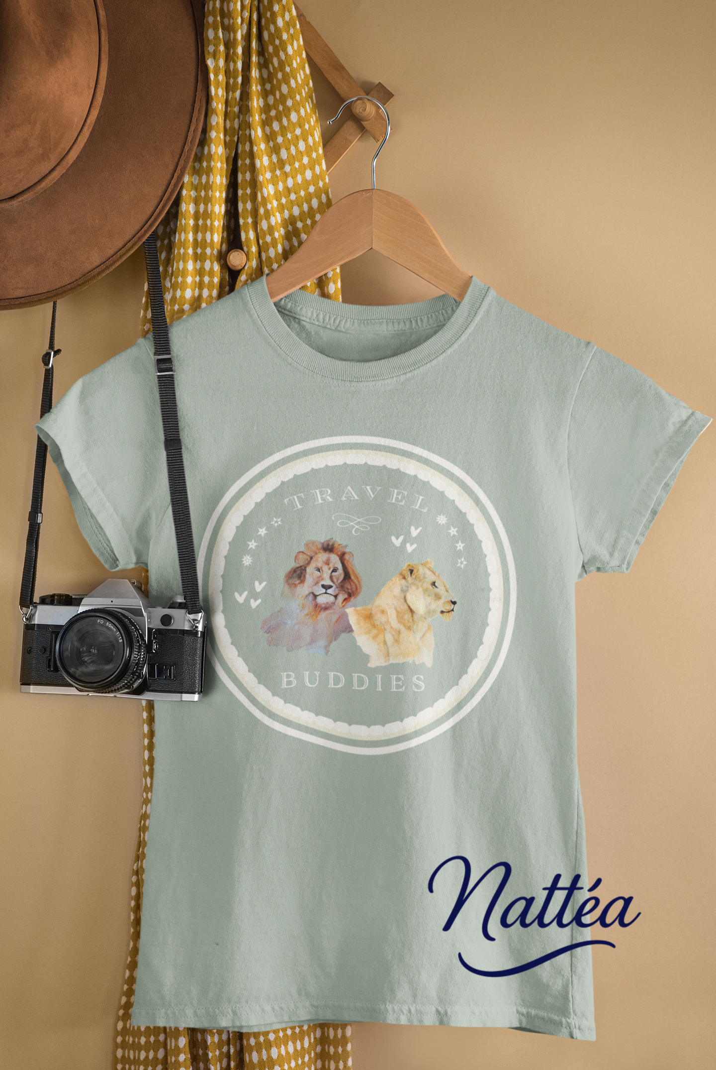 Lion & Lioness Travel Buddies T-Shirt – Wildlife Adventure Print from Original Art