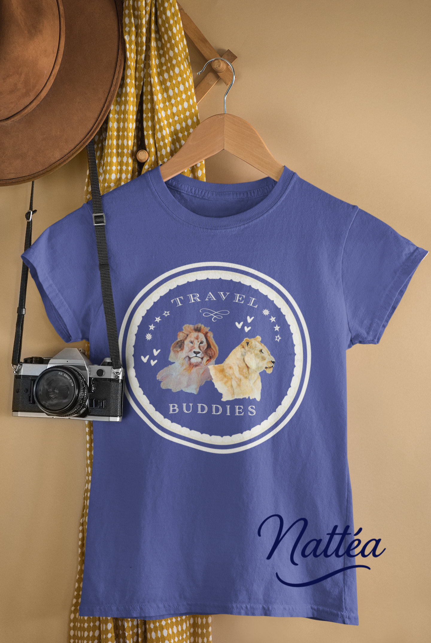Lion & Lioness Travel Buddies T-Shirt – Wildlife Adventure Print from Original Art