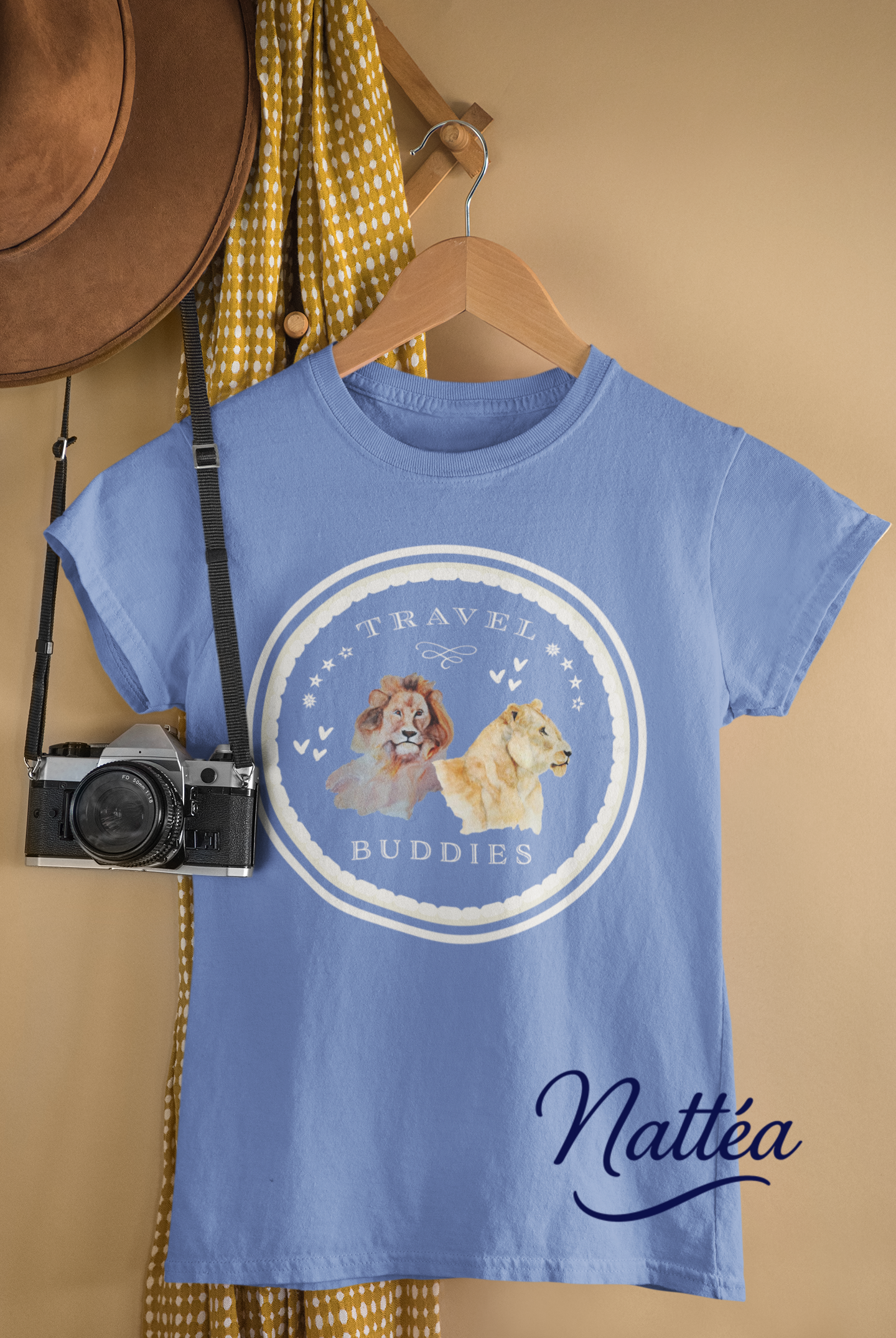 Lion & Lioness Travel Buddies T-Shirt – Wildlife Adventure Print from Original Art